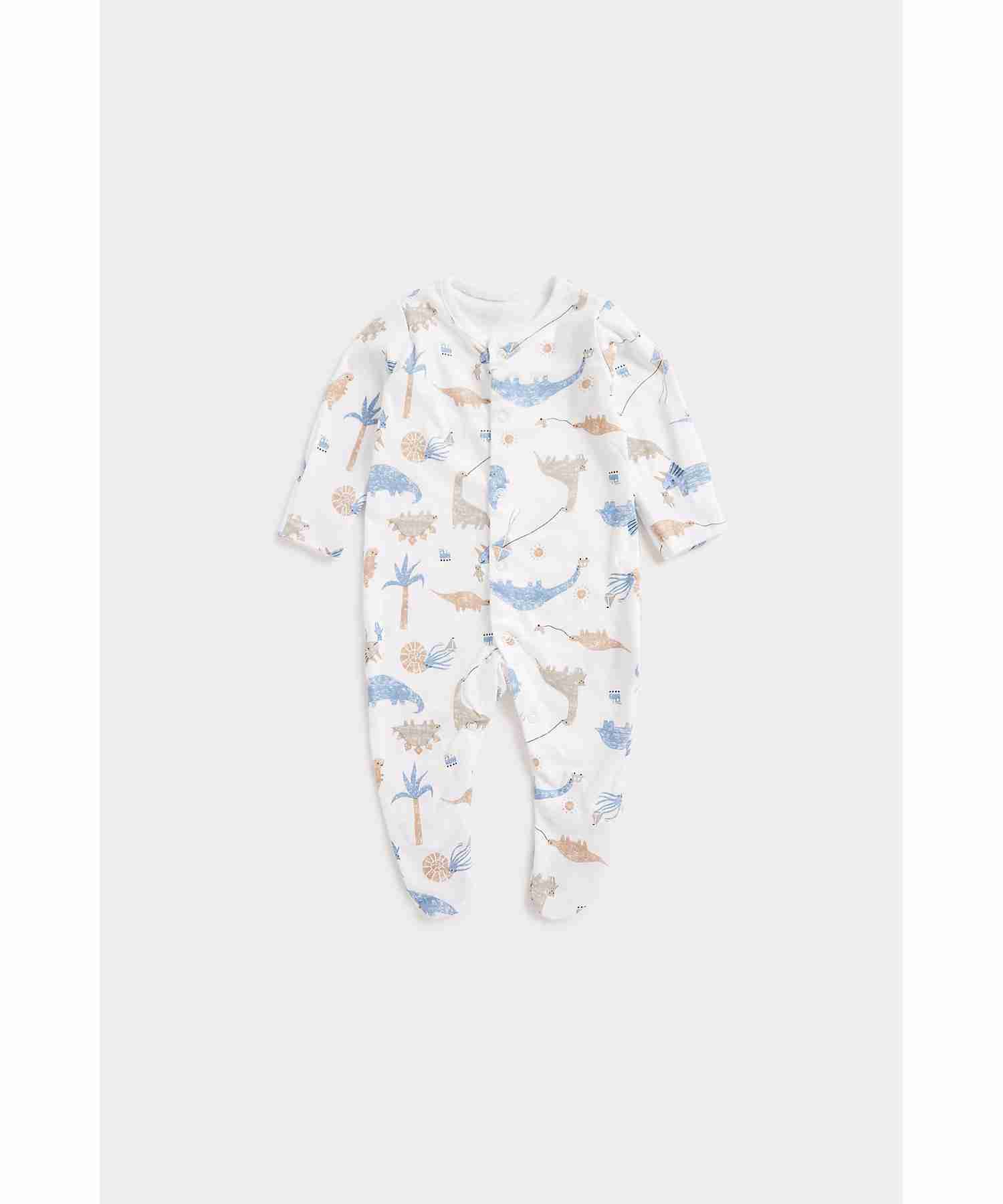 Mothercare Boys 100% Cotton Printed Sleepsuit - Pack of 3 - Multicolor
