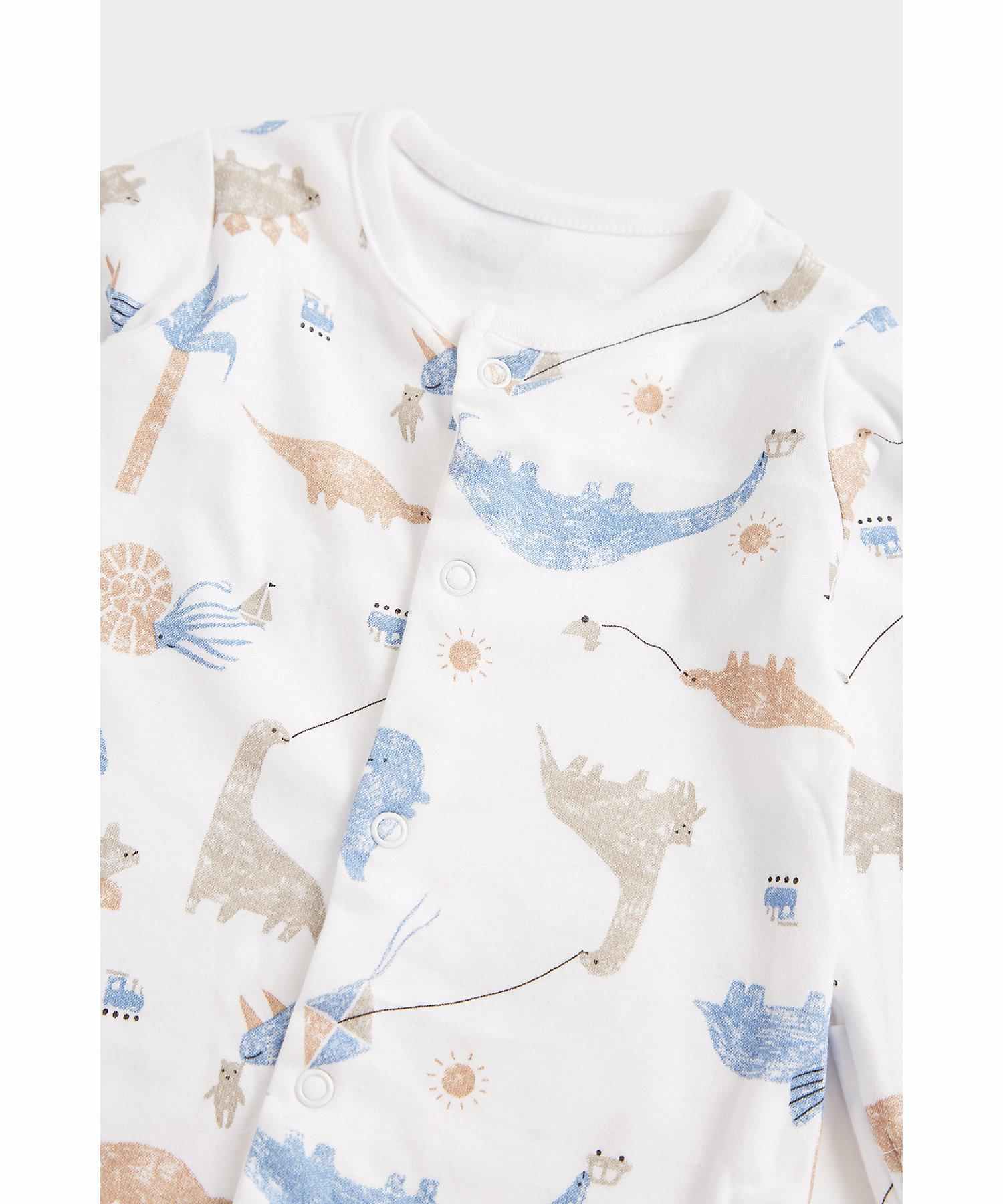 Mothercare Boys 100% Cotton Printed Sleepsuit - Pack of 3 - Multicolor