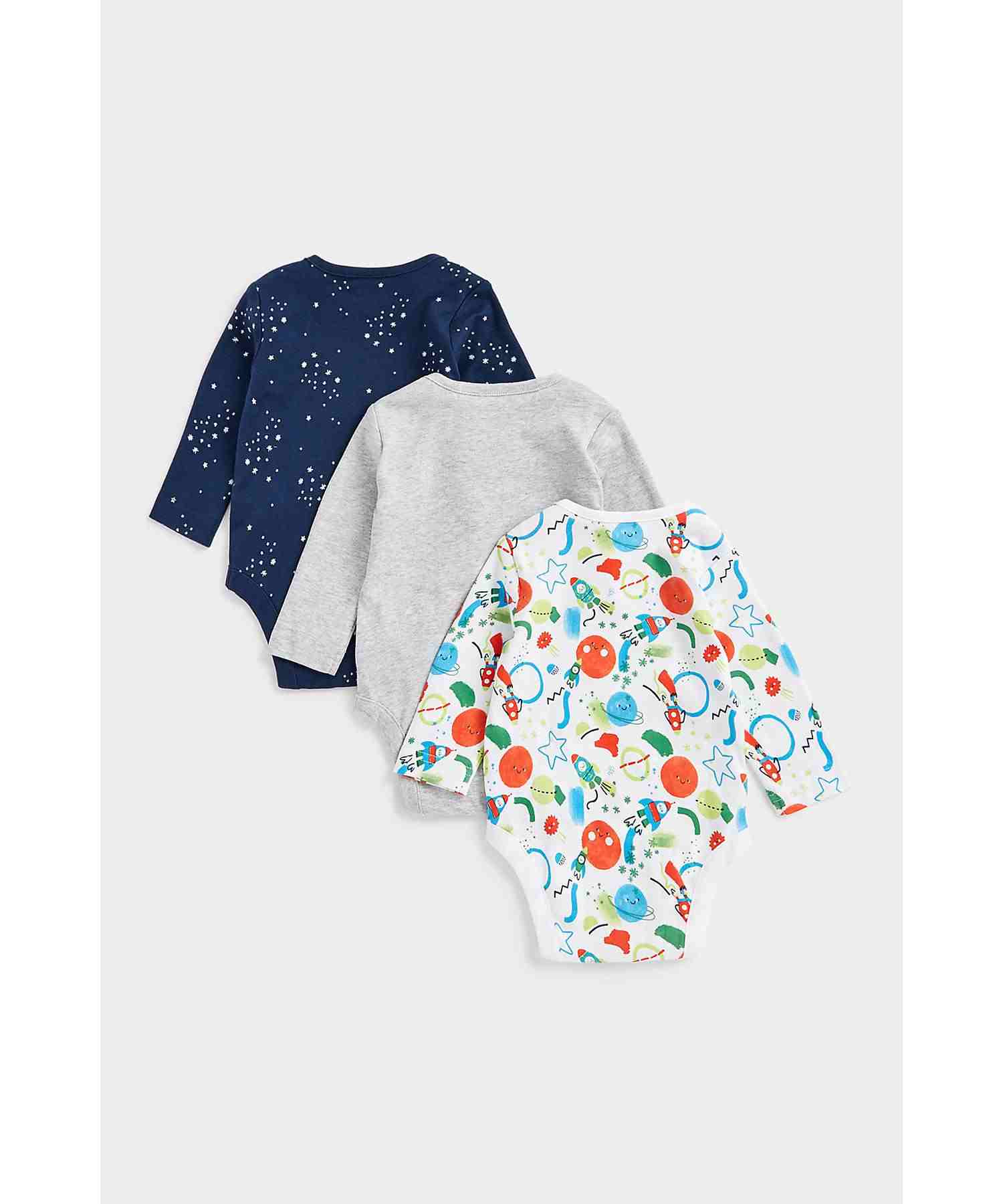 Mothercare Boys 100% Cotton Printed Bodysuit - Pack of 3 - Multicolor