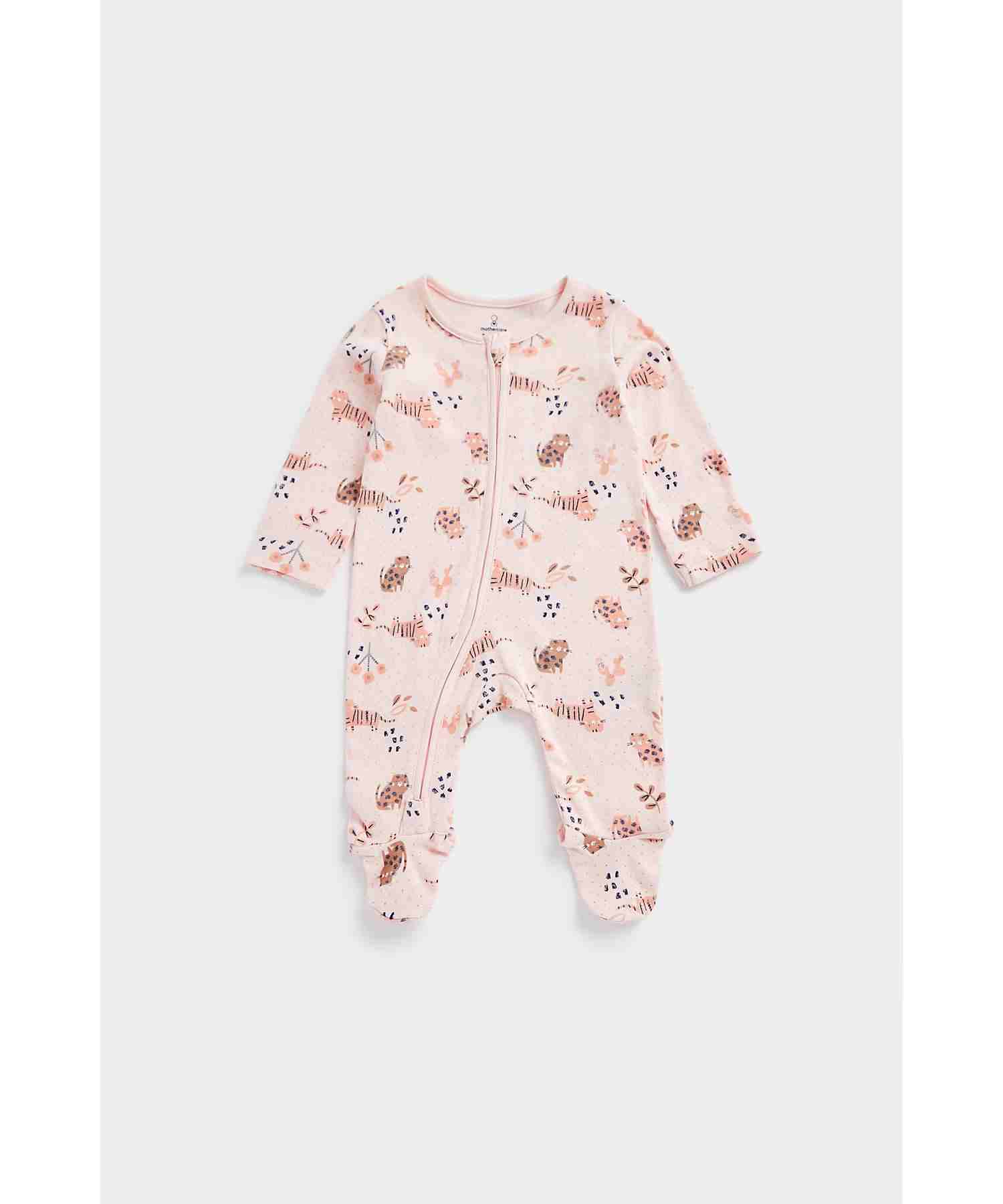 Mothercare Unisex 100% Cotton Two - Way Zip Fastening Sleepsuit - Multicolor