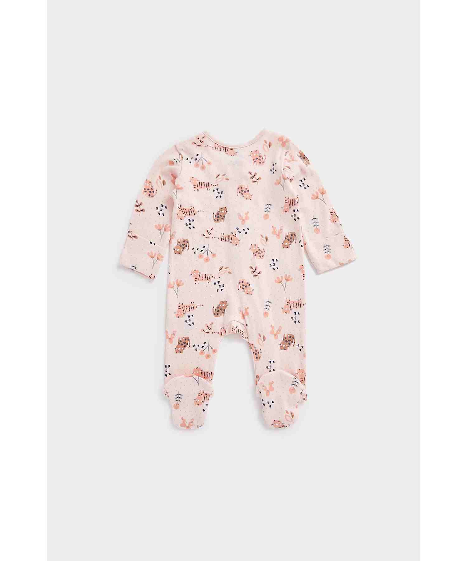 Mothercare Unisex 100% Cotton Two - Way Zip Fastening Sleepsuit - Multicolor