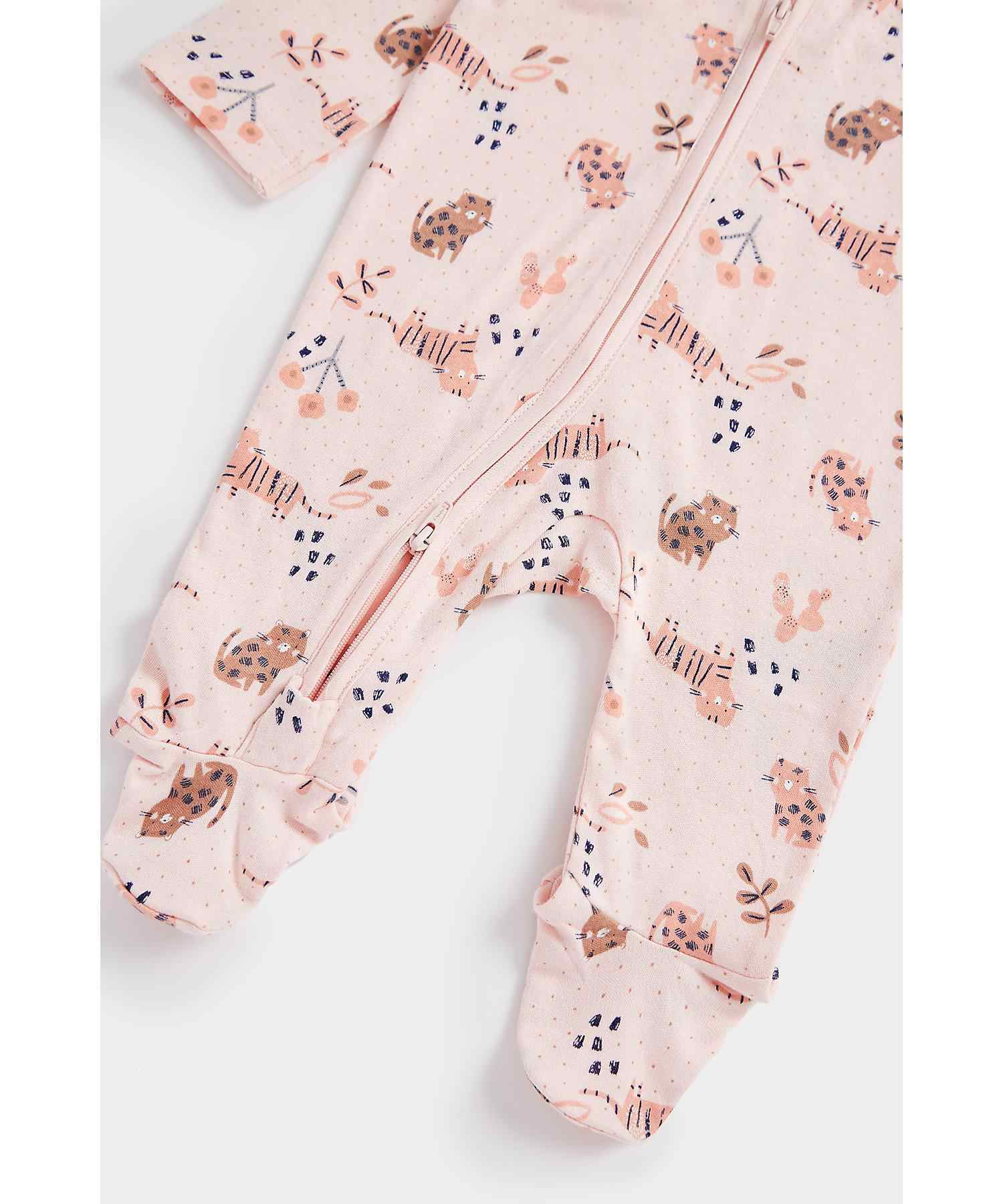 Mothercare Unisex 100% Cotton Two - Way Zip Fastening Sleepsuit - Multicolor