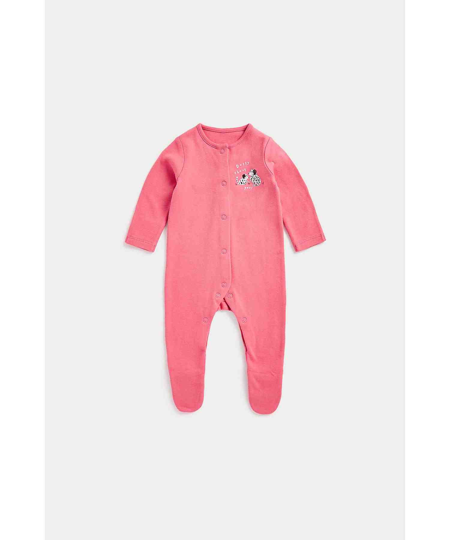 Mothercare Girls 100% Cotton Printed Sleepsuit - Pack of 3 - Multicolor