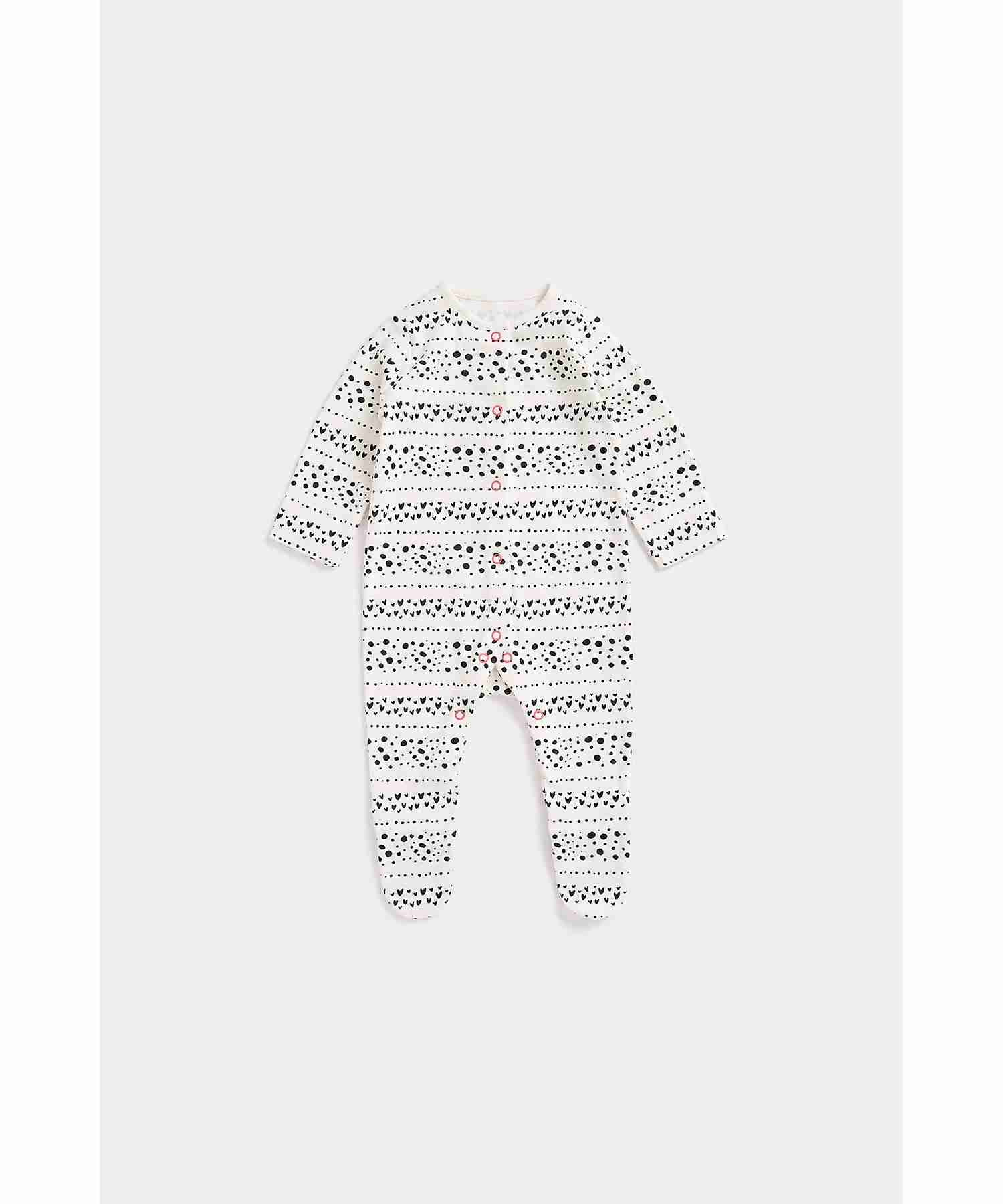 Mothercare Girls 100% Cotton Printed Sleepsuit - Pack of 3 - Multicolor