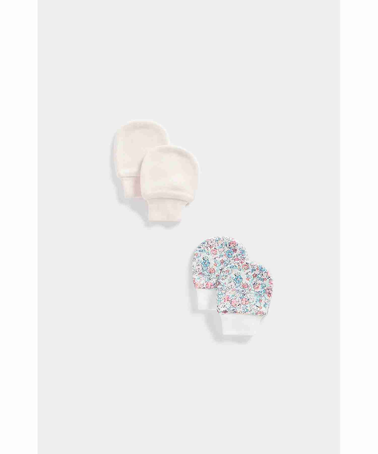 Mothercare Girls 100% Cotton Solid Mitts - Pack of 2 - Multicolor