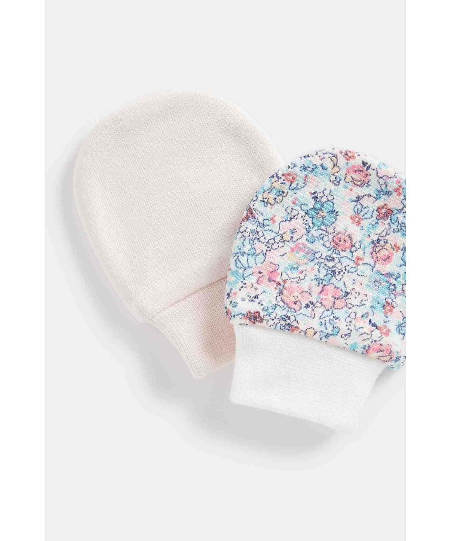 Mothercare Girls 100% Cotton Solid Mitts - Pack of 2 - Multicolor