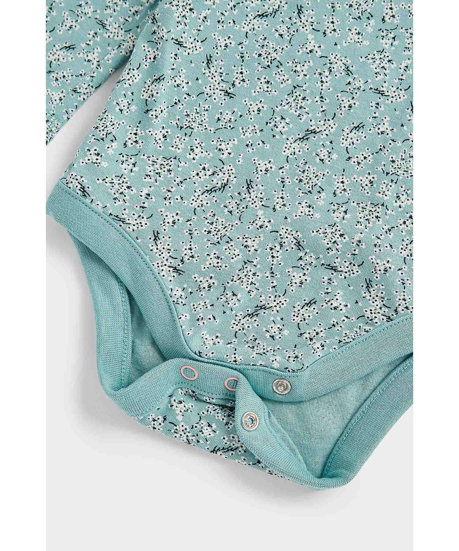Mothercare Girls Mid - Wash Denim Dress with Appliqué and Embroidery Dungaree Bodysuit Set - Multicolor