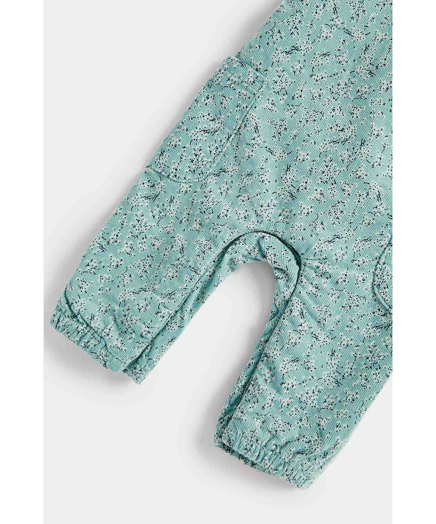 Mothercare Girls Printed Cord Dungarees with Frills and Pockets Dungaree Set - Multicolor