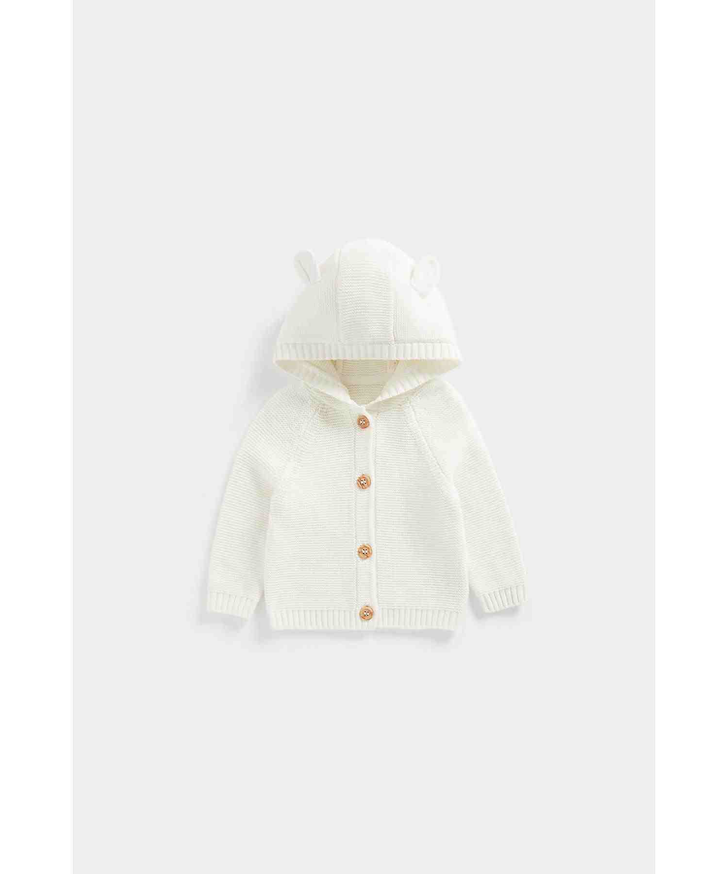 Mothercare Unisex Mock - Wood Button Fastening Cardigan- Cream