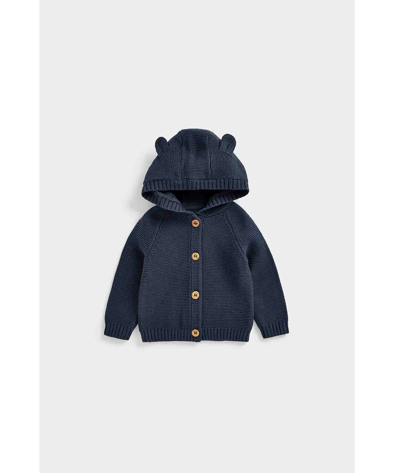 Mothercare Boys Mock - Wood Button Fastening Cardigan- Blue