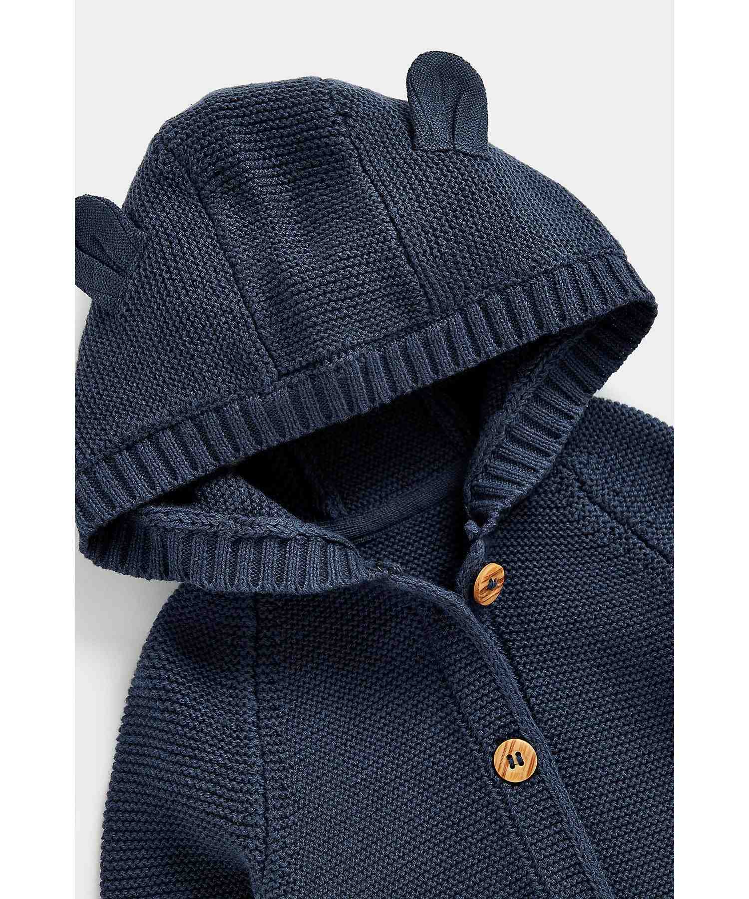Mothercare Boys Mock - Wood Button Fastening Cardigan- Blue