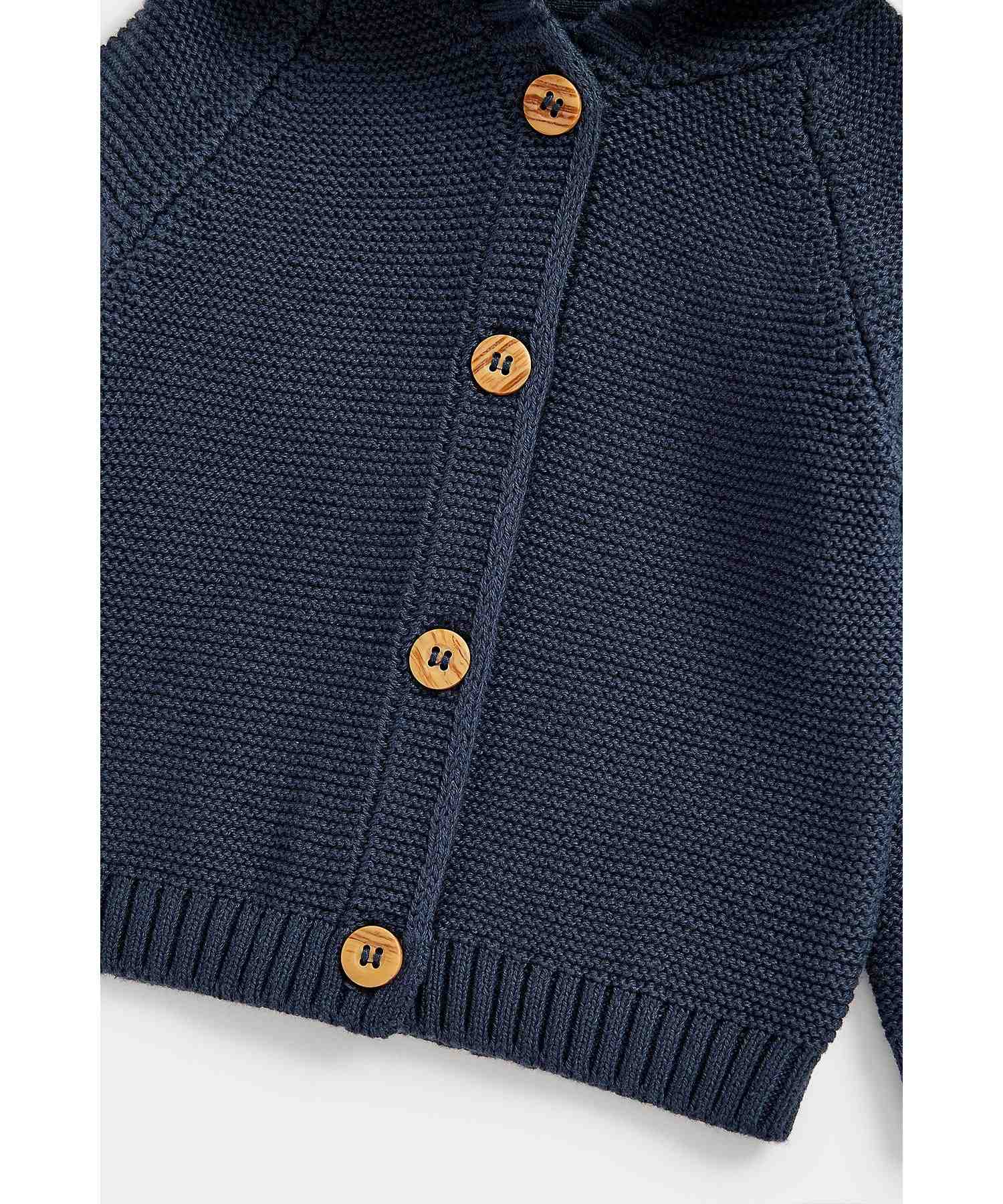 Mothercare Boys Mock - Wood Button Fastening Cardigan- Blue