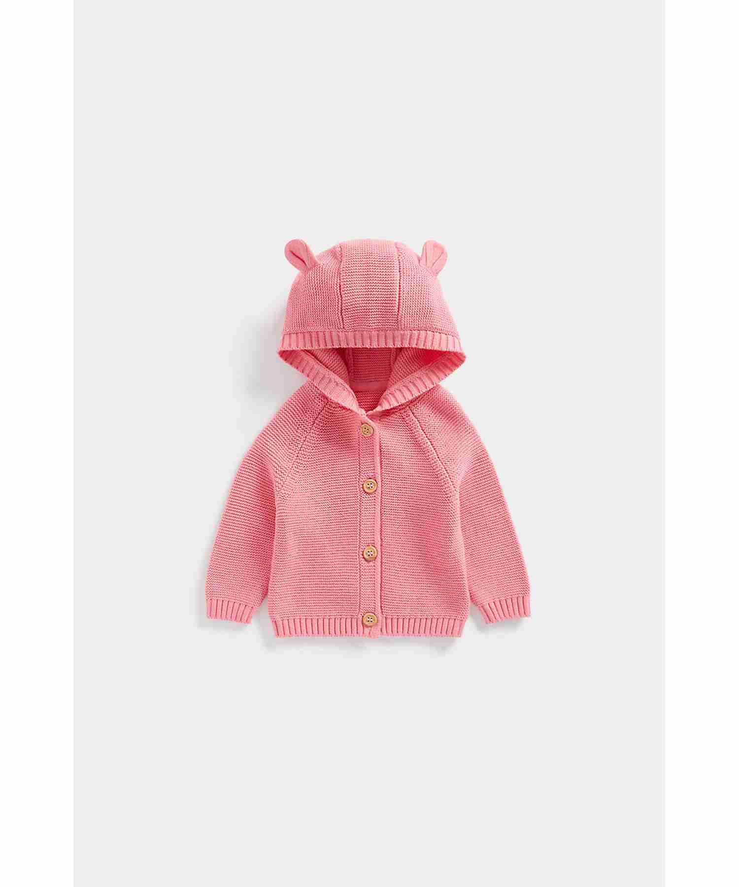 Mothercare Girls Mock - Wood Button Fastening Cardigan- Pink