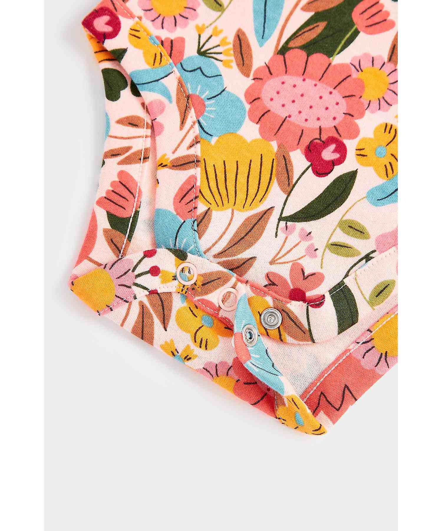 Mothercare Girls 100% Cotton Animal Bodysuit - Pack of 3 - Multicolor