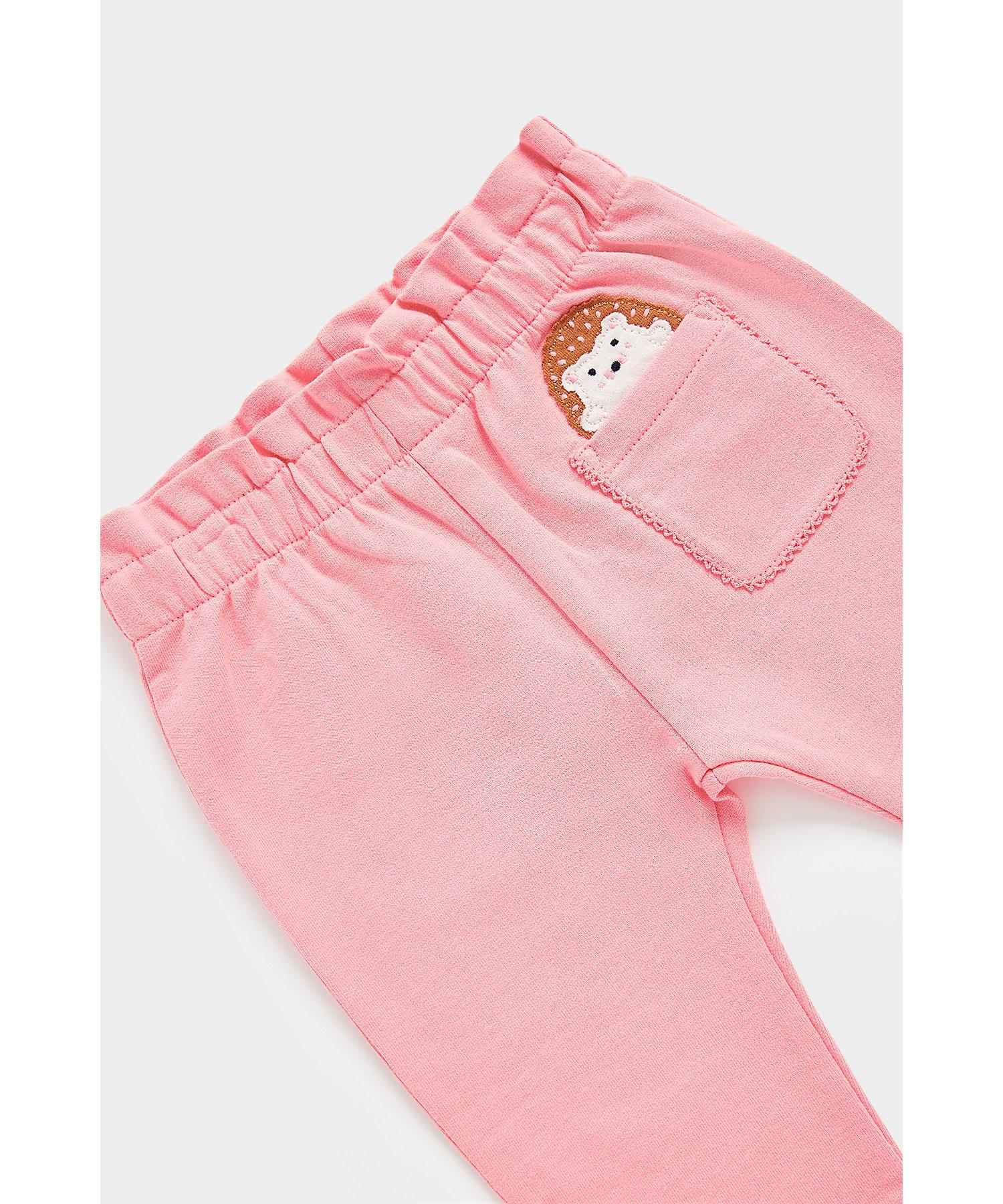 Mothercare Girls 100% Cotton Wide Elasticated Paperbag Waistband Joggers - Pack of 2 - Multicolor