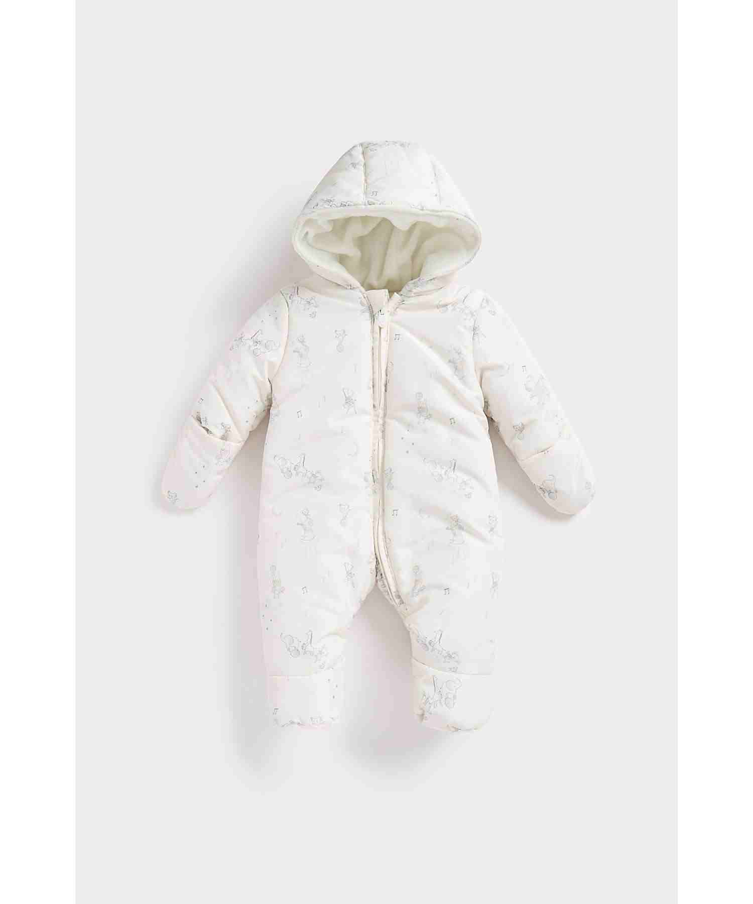 Mothercare Unisex Micro - Fleece Lining Snowsuit - White
