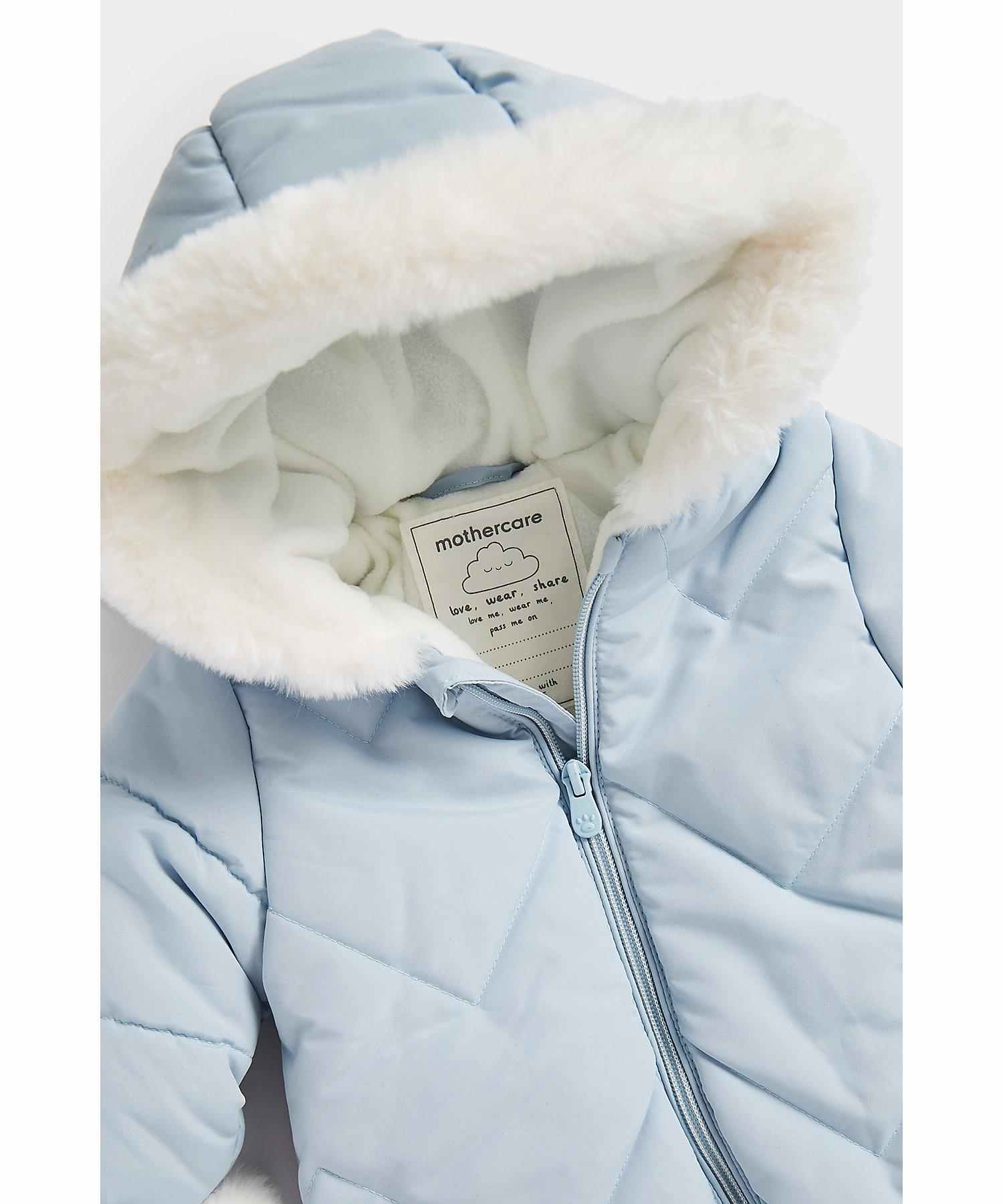 Mothercare Boys Soft Teddy - Fleece Lining Snowsuit - Blue