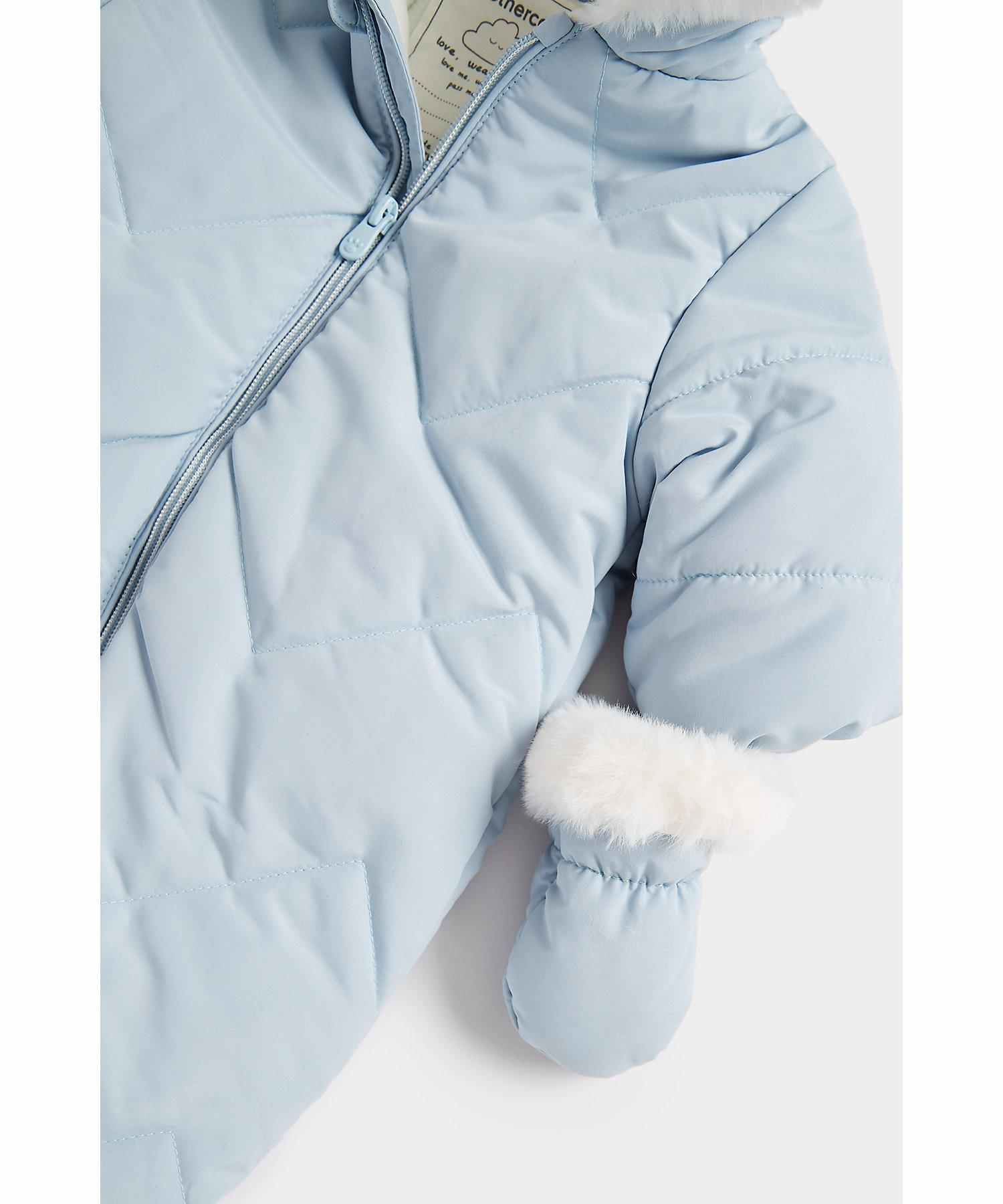 Mothercare Boys Soft Teddy - Fleece Lining Snowsuit - Blue