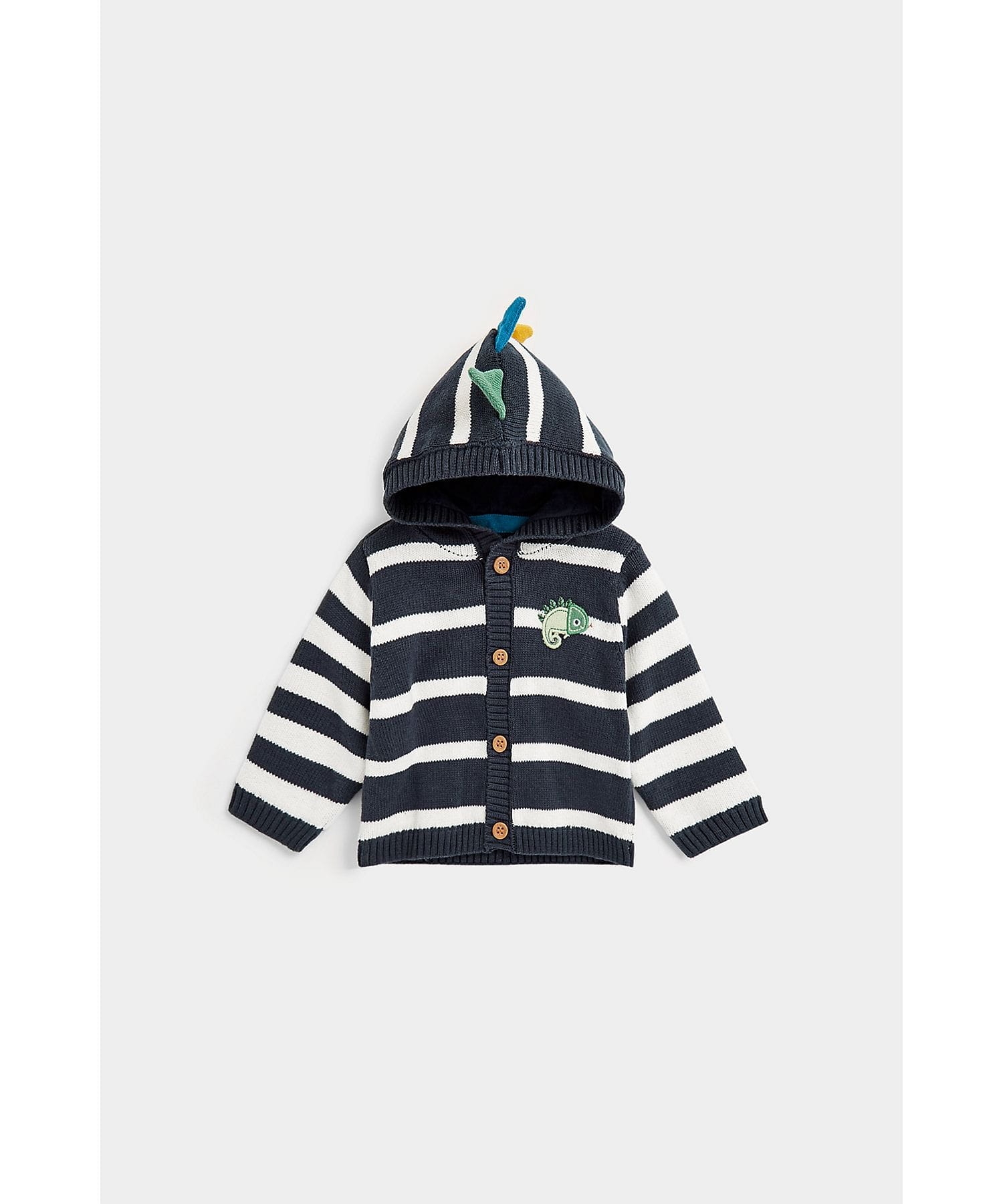 Mothercare | Boys Full Sleeves Cardigans Striped 3D Hooded-Navy 0