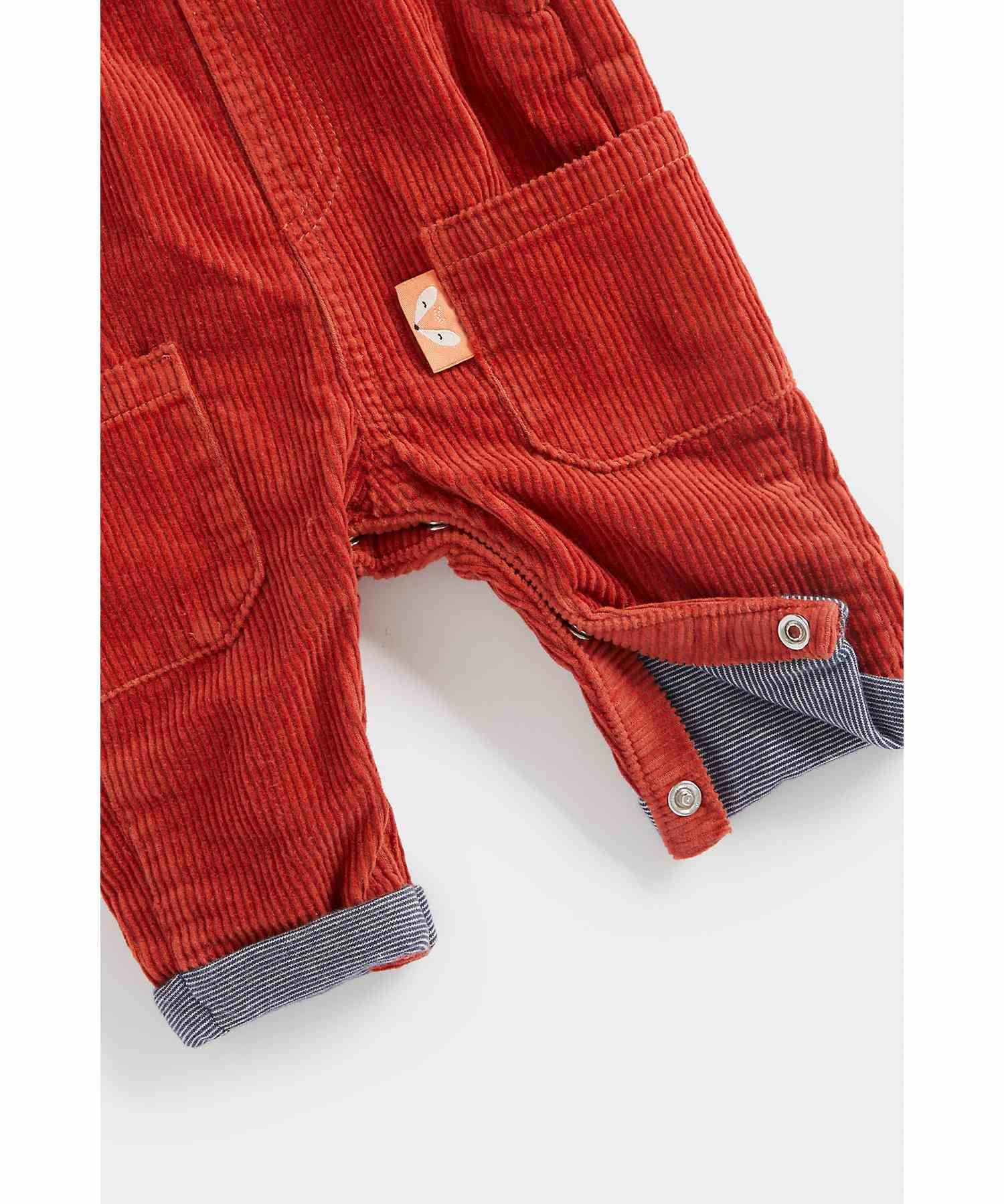 Mothercare Unisex 100% Cotton Striped Dungaree Set - Red