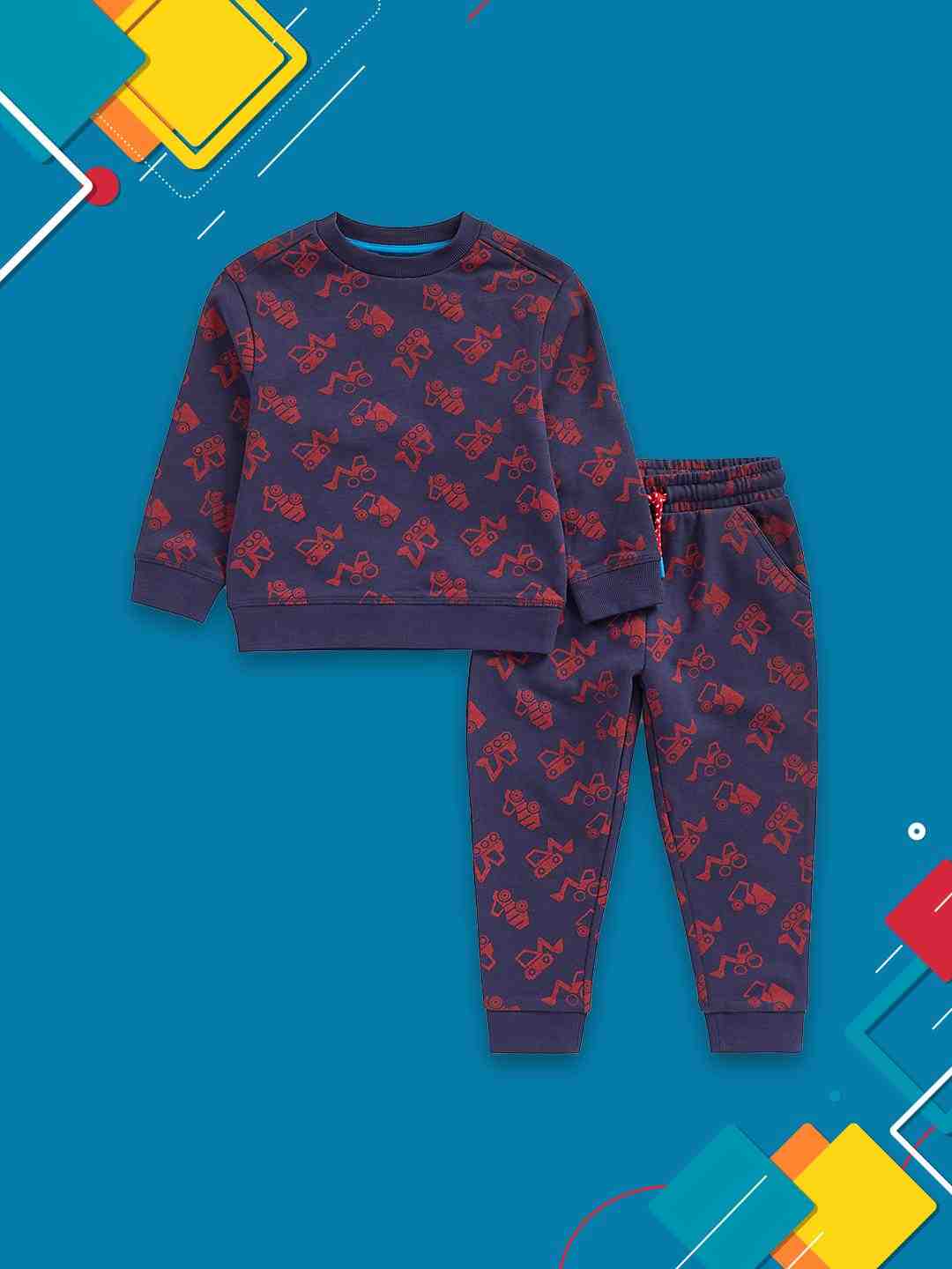 Mothercare Boys 100% Cotton Loop - Back Cotton Sweat Jogger Set - Blue