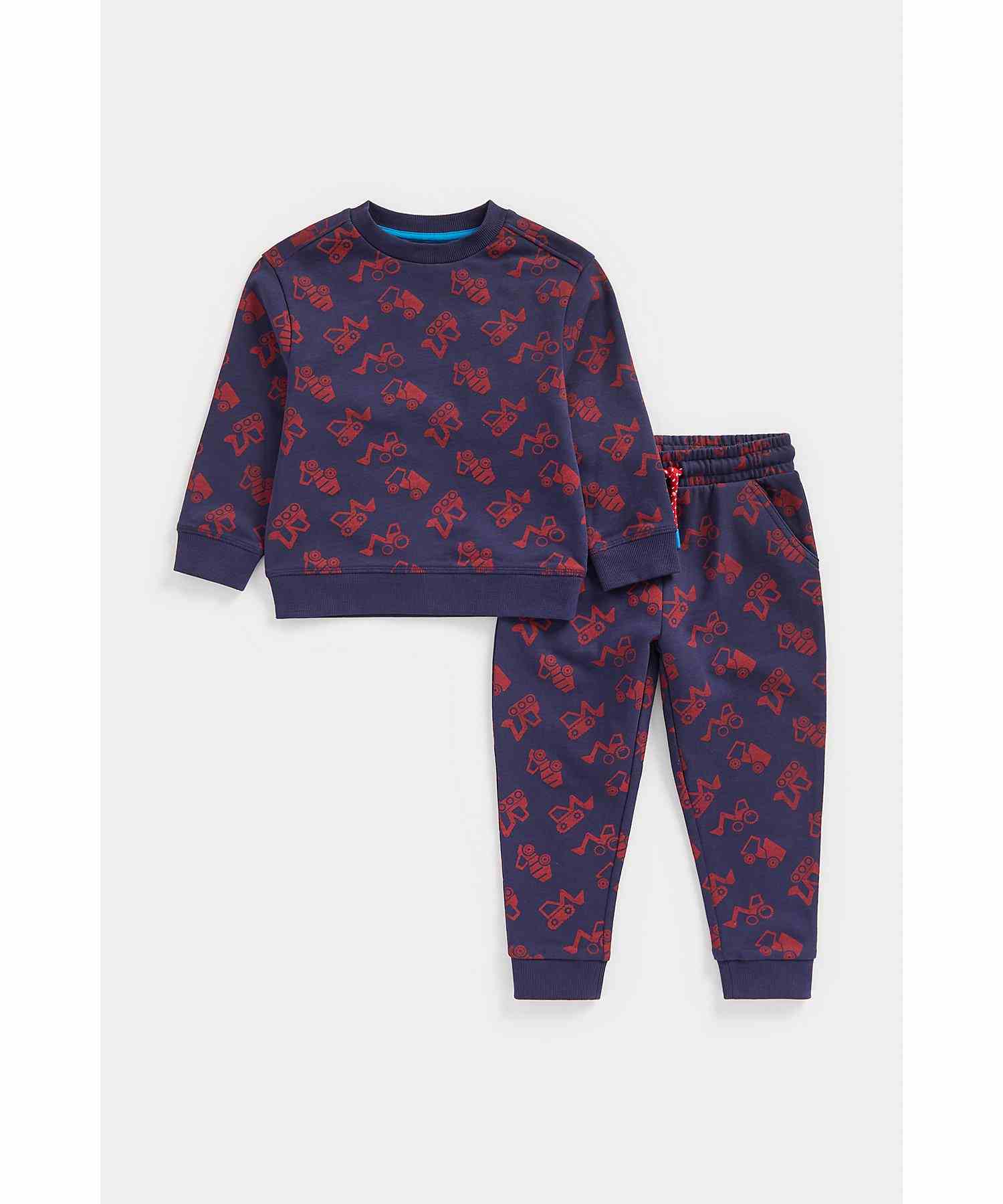 Mothercare Boys 100% Cotton Loop - Back Cotton Sweat Jogger Set - Blue