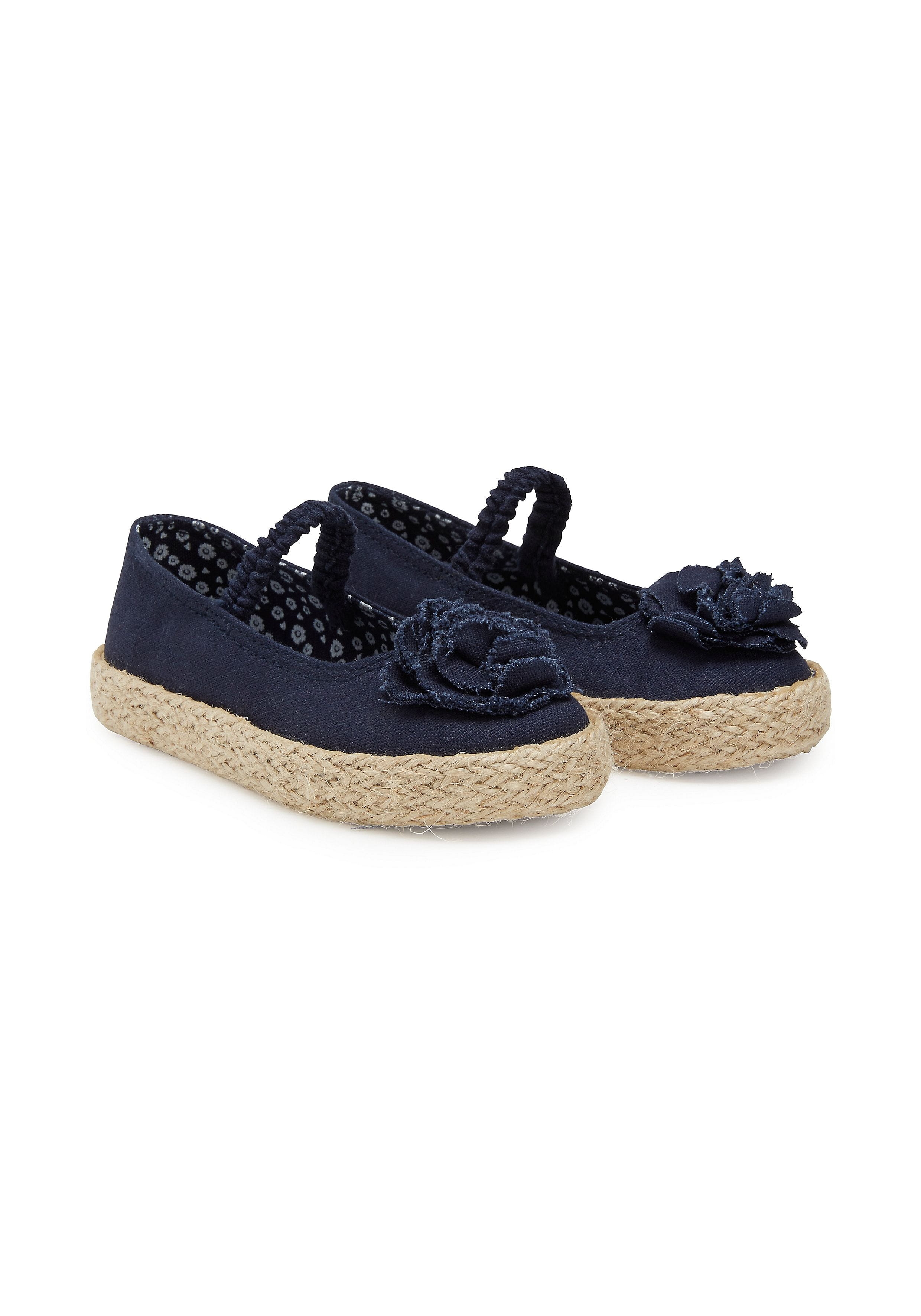 Mothercare | Girls First Walker Shoes 3D Flower Detail - Navy 0