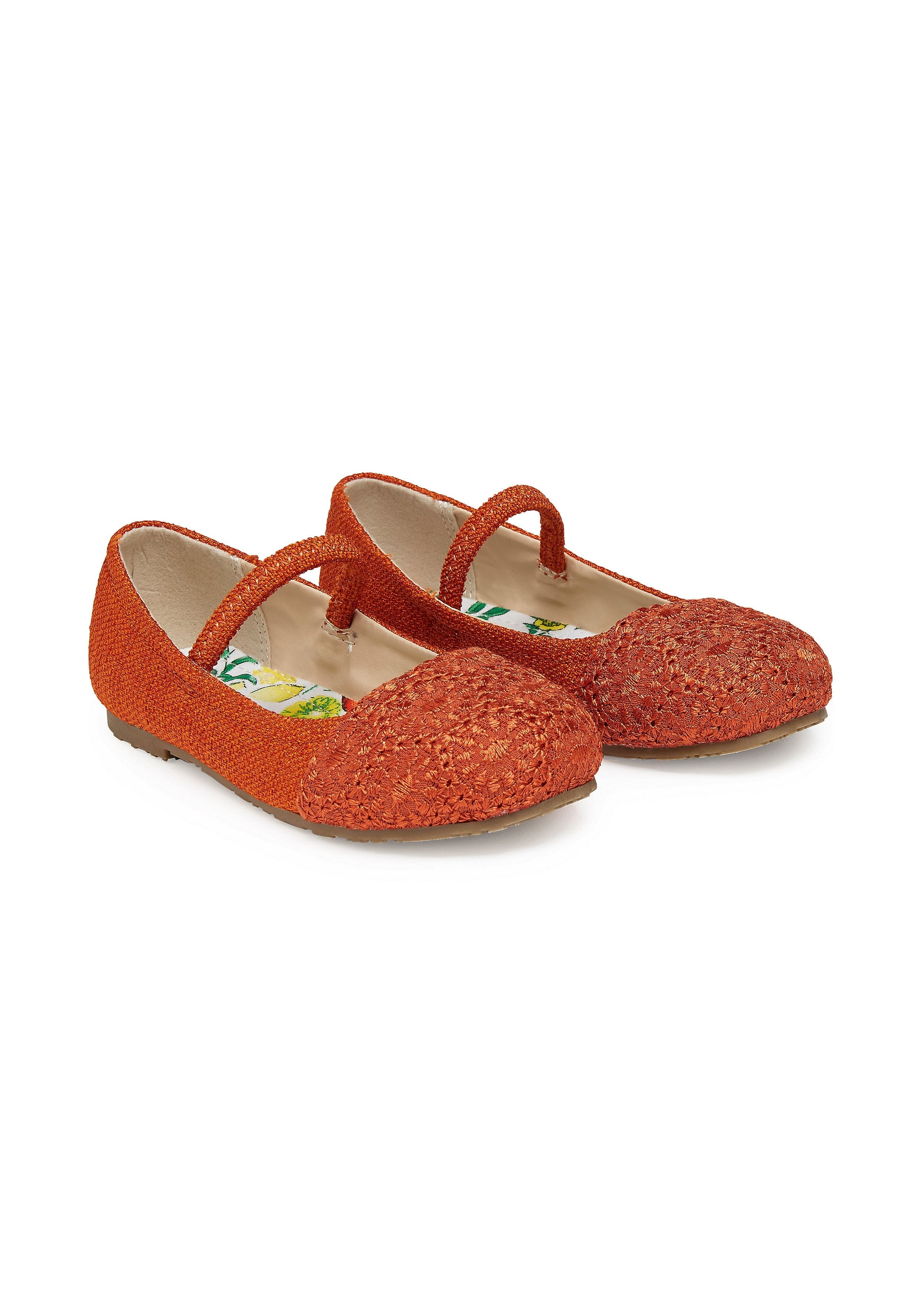 Mothercare | Girls Broderie Shoes - Orange 0