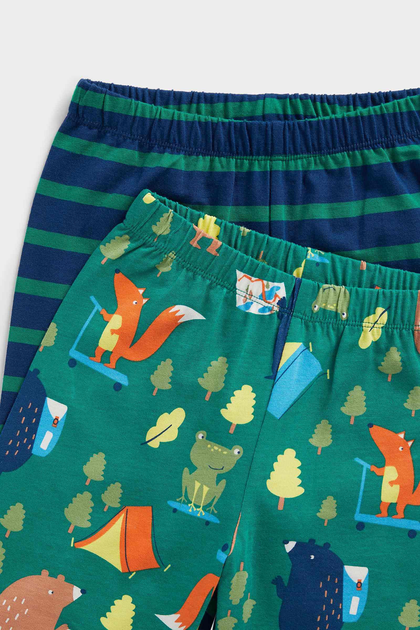 Mothercare Boys Natural, Breathable Cotton Jersey Pyjama Set - Pack of 2 - Green
