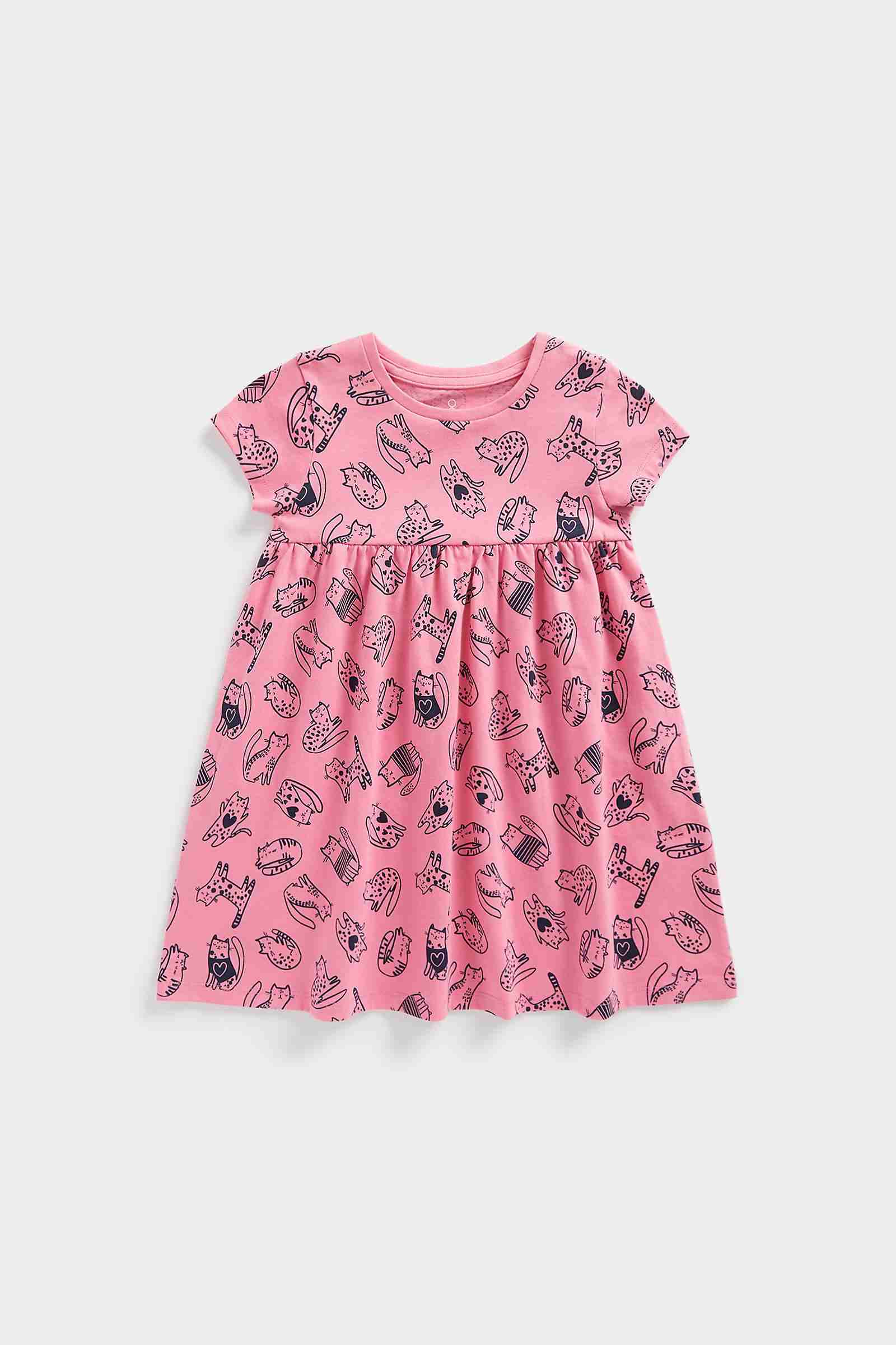 Mothercare Girls 100% Cotton Responsibly Sourced Cotton Dress - Pink