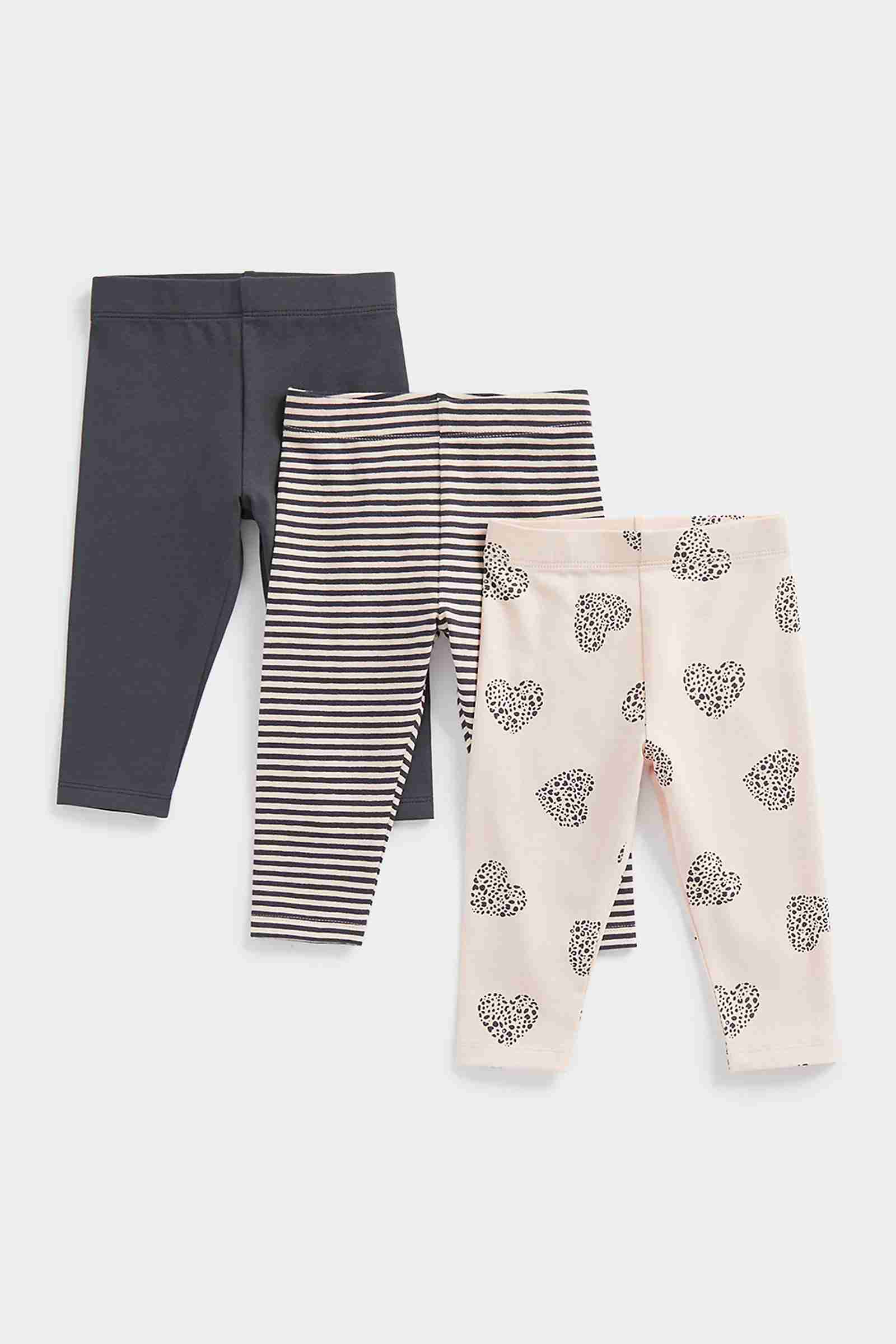 Mothercare Girls Elasticated, Flat Waistbands Leggings - Pack of 3 - Multi