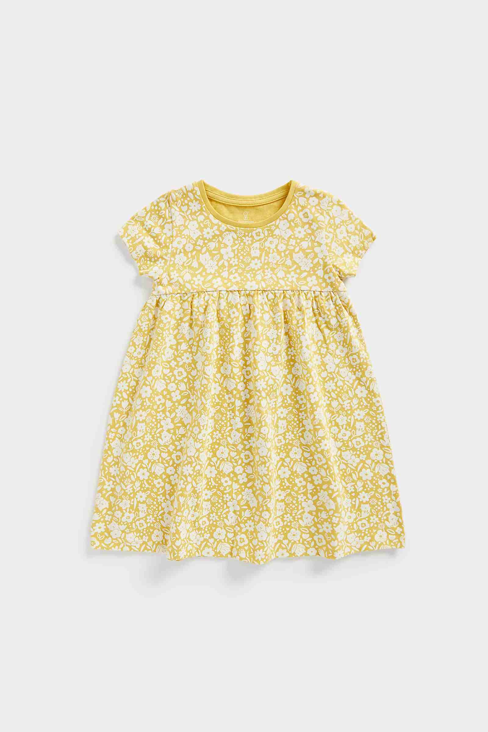 Mothercare Girls 100% Cotton Responsibly Sourced Cotton Dress - Yellow