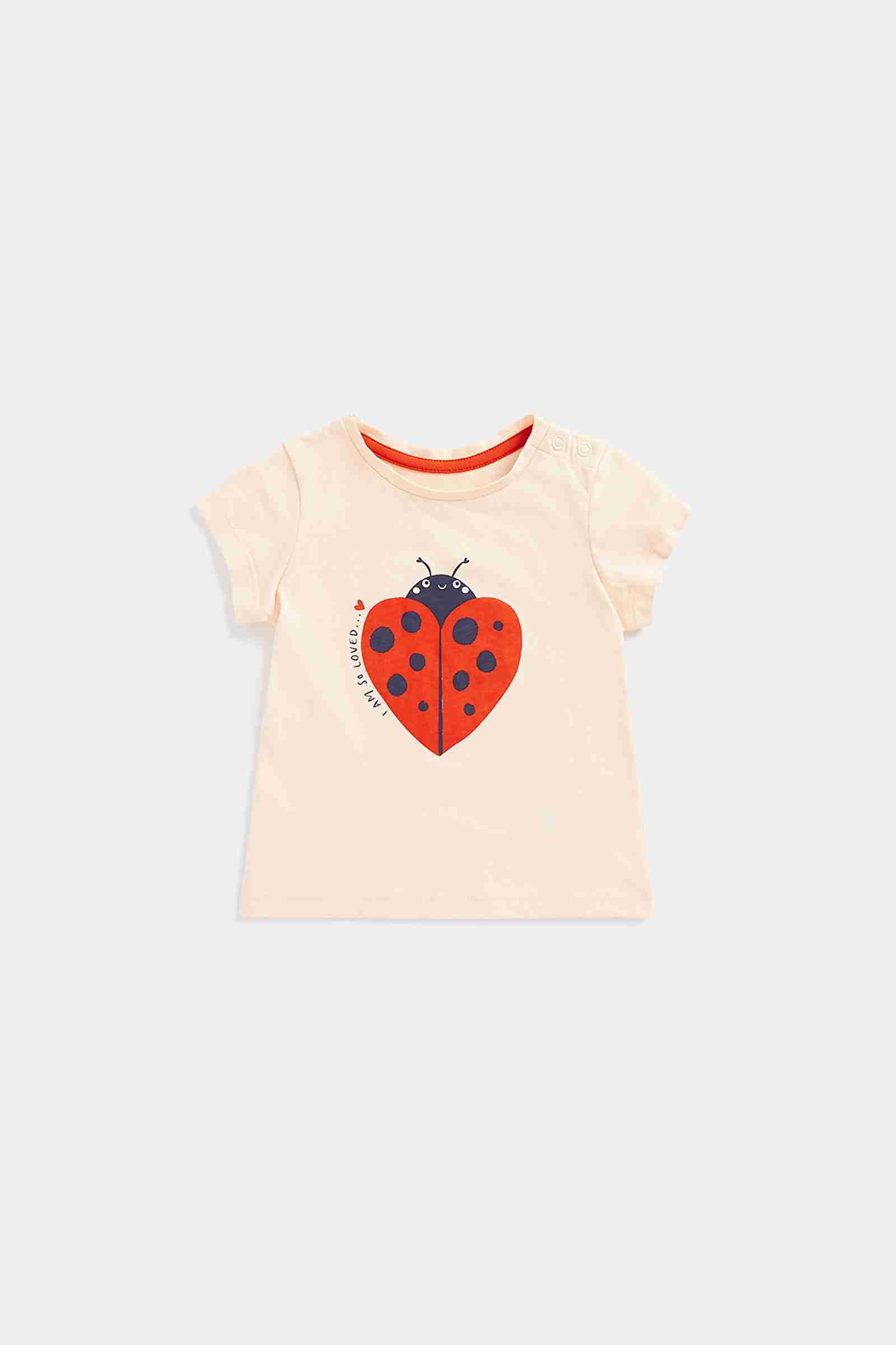Mothercare Girls 100% Cotton Short, Gathered Cap Sleeves T-Shirt - Pink