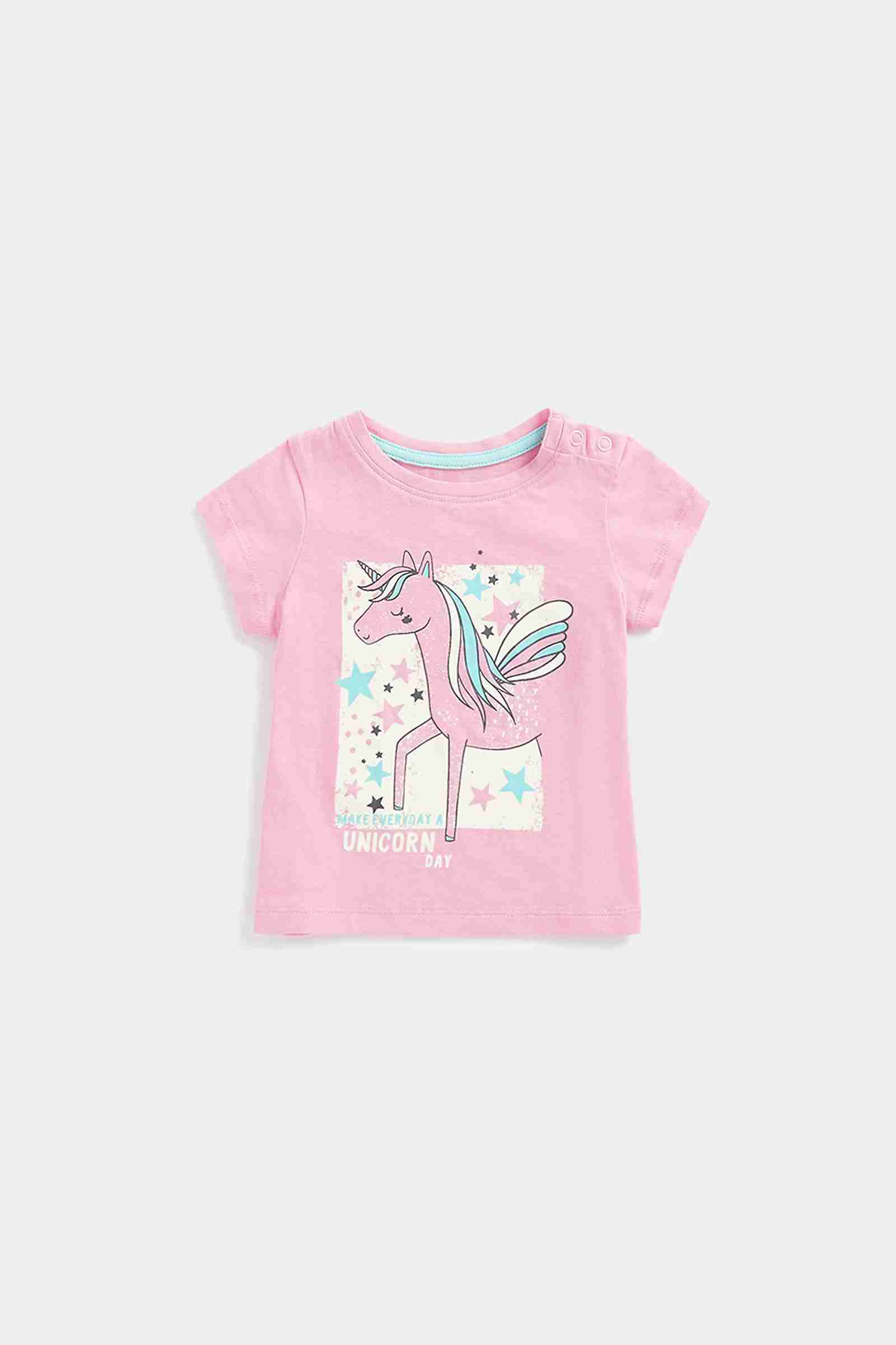 Mothercare Girls 100% Cotton Graphic T-Shirt - Pink