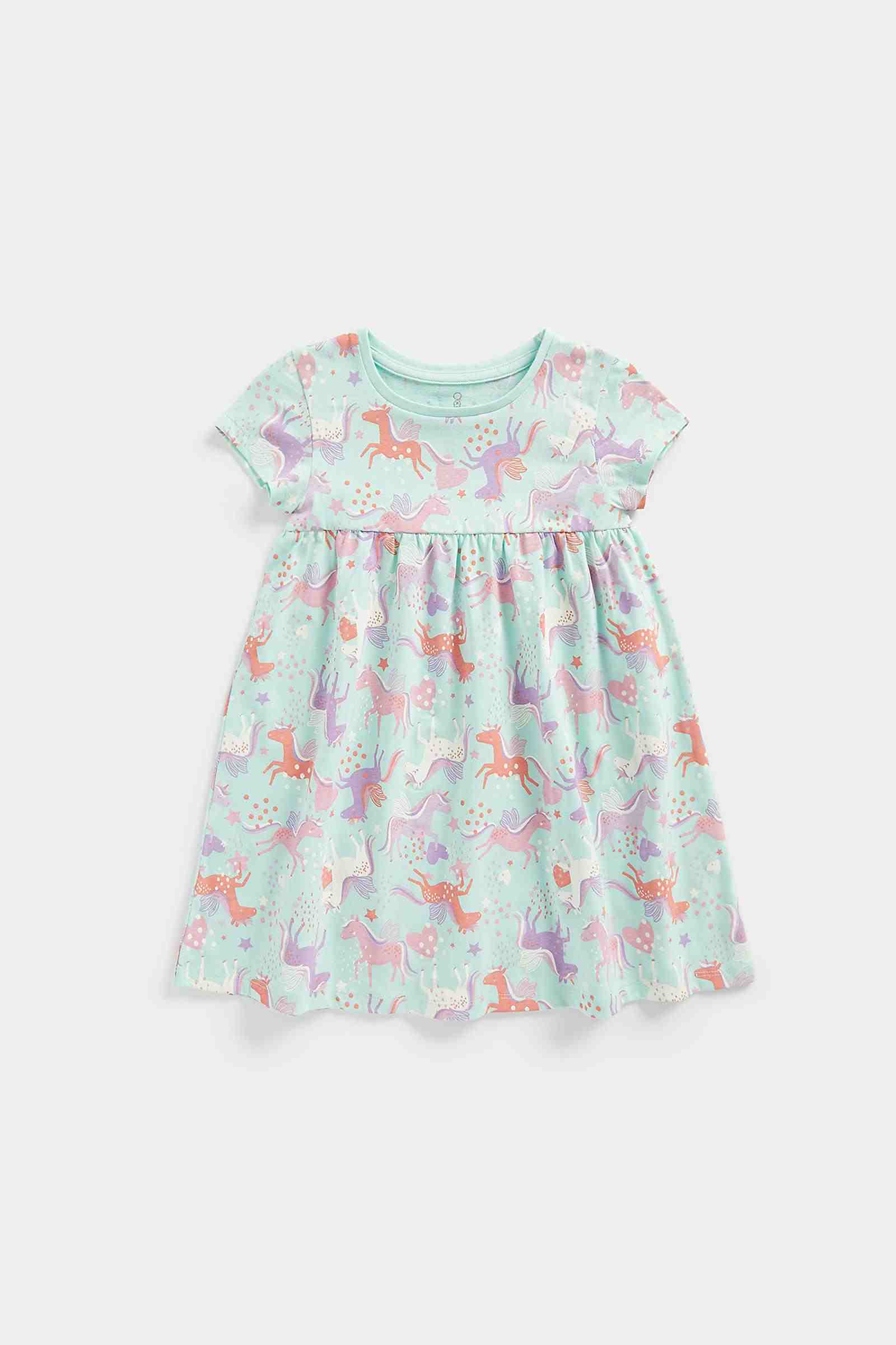 Mothercare Girls 100% Cotton Responsibly Sourced Cotton Dress - Blue