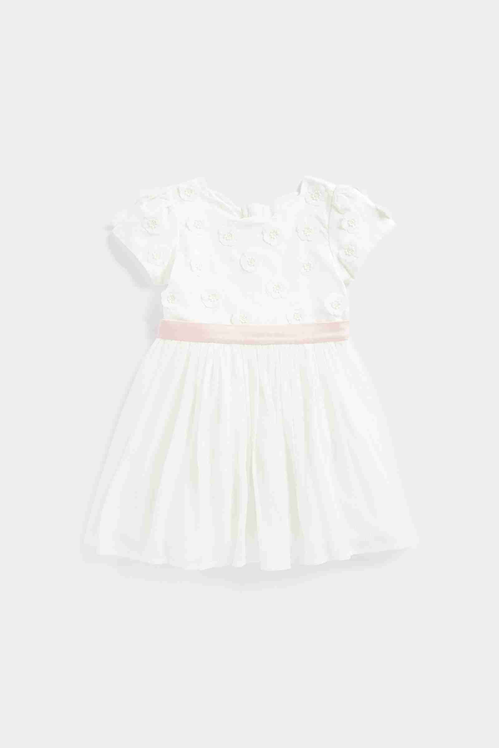 Mothercare Girls Cotton Lined Dress - White