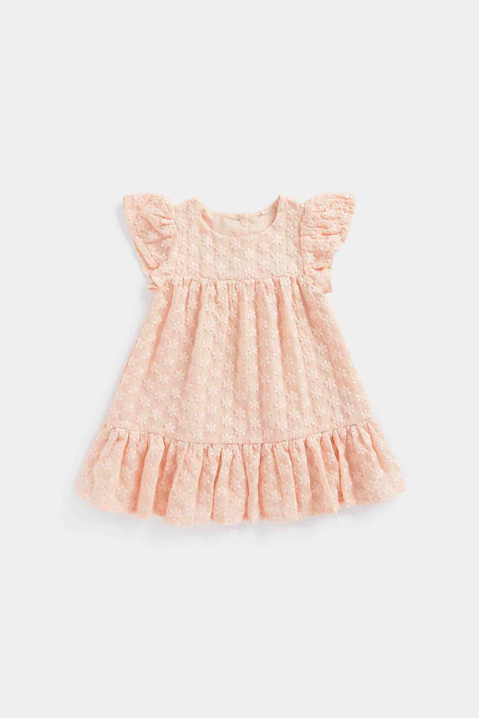 Mothercare Girls Georgette Fabric with Flower Embroidery Partywear Dress - Pink