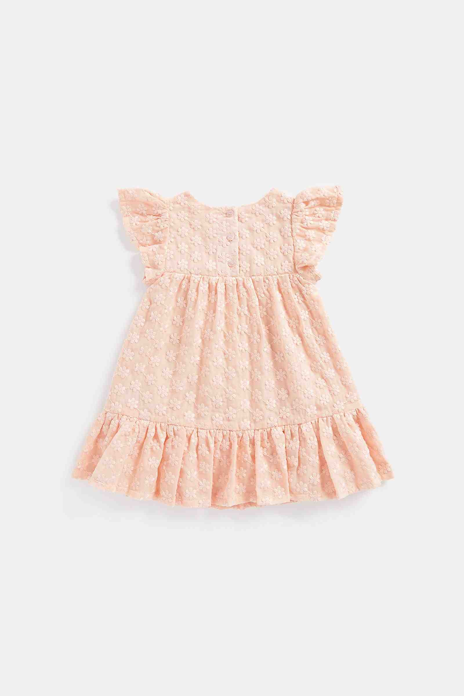 Mothercare Girls Georgette Fabric with Flower Embroidery Partywear Dress - Pink