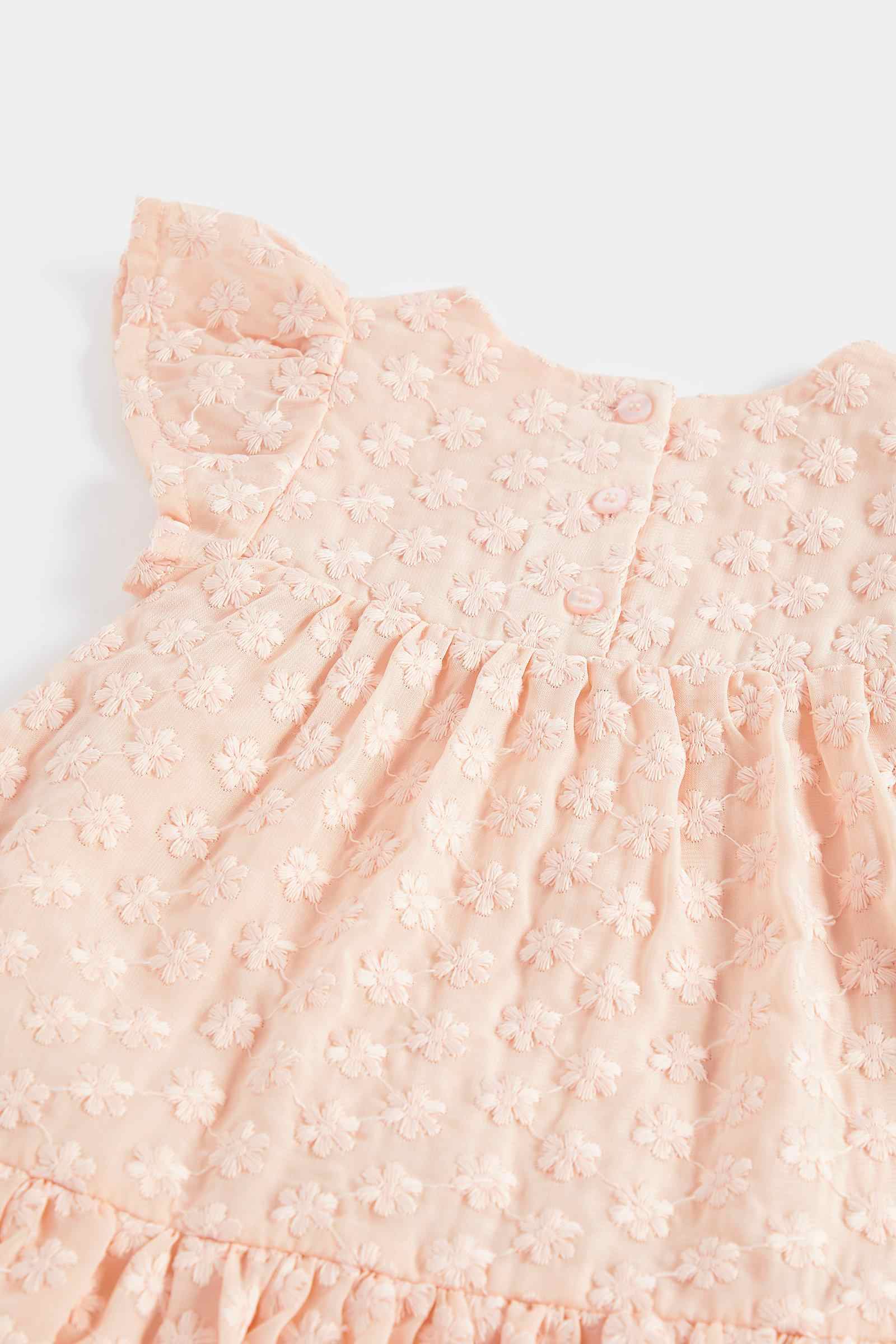 Mothercare Girls Georgette Fabric with Flower Embroidery Partywear Dress - Pink