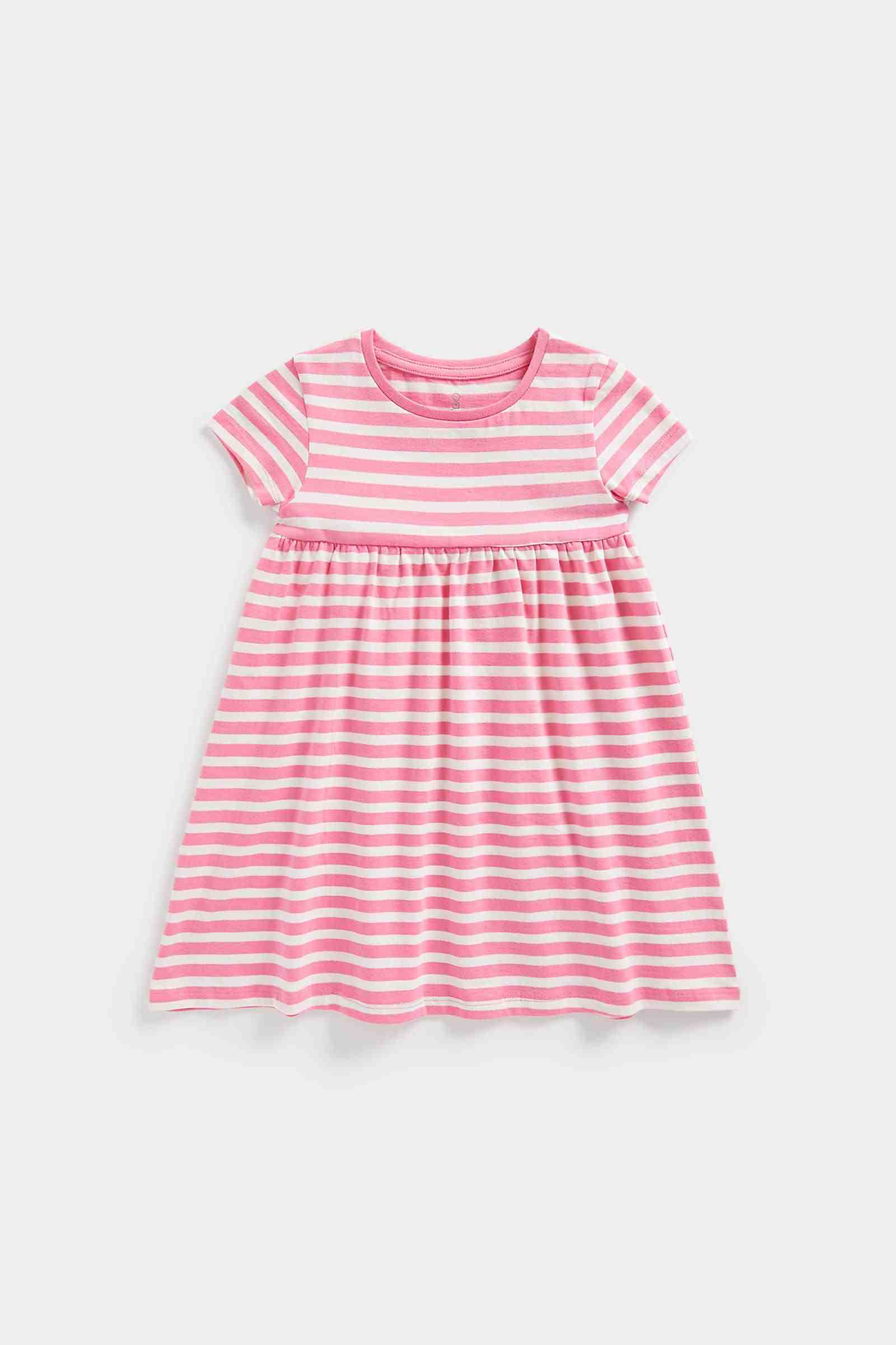 Mothercare Girls 100% Cotton Responsibly Sourced Cotton Dress - Pink