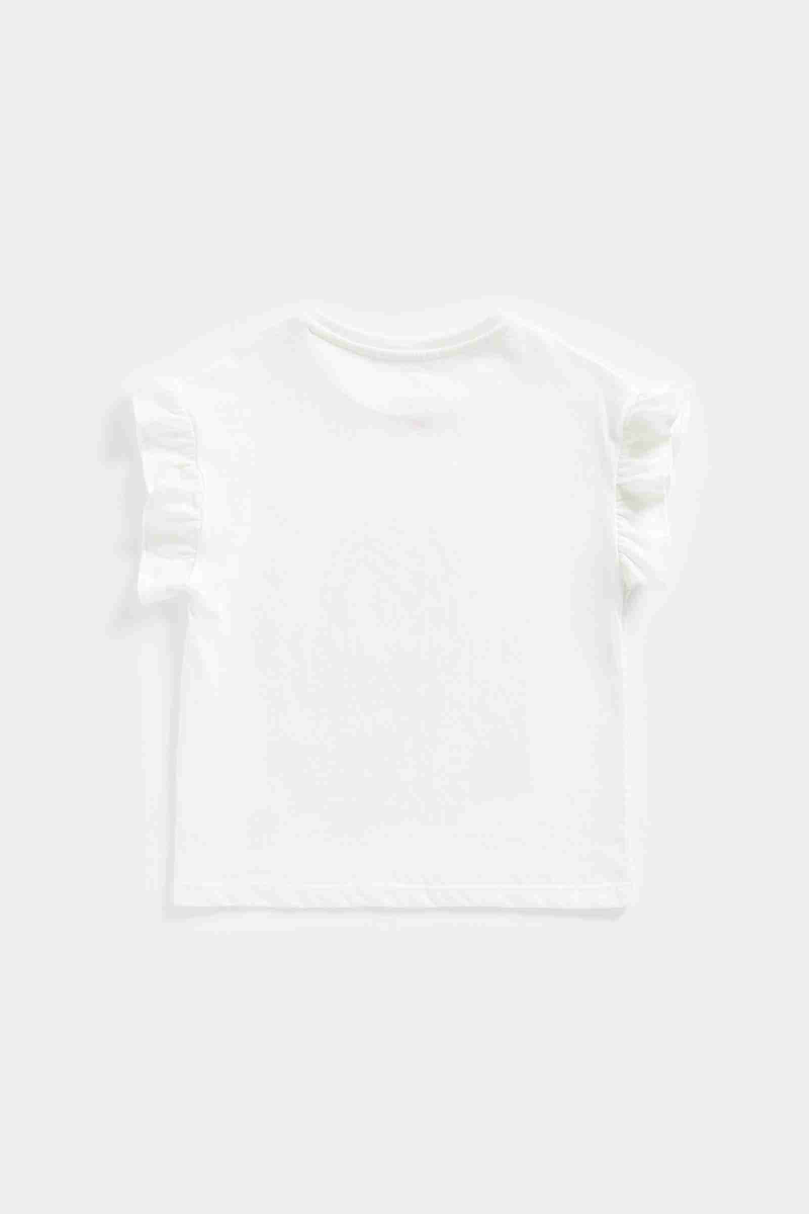 Mothercare Girls 100% Cotton Frill Sleeves T-Shirt - White