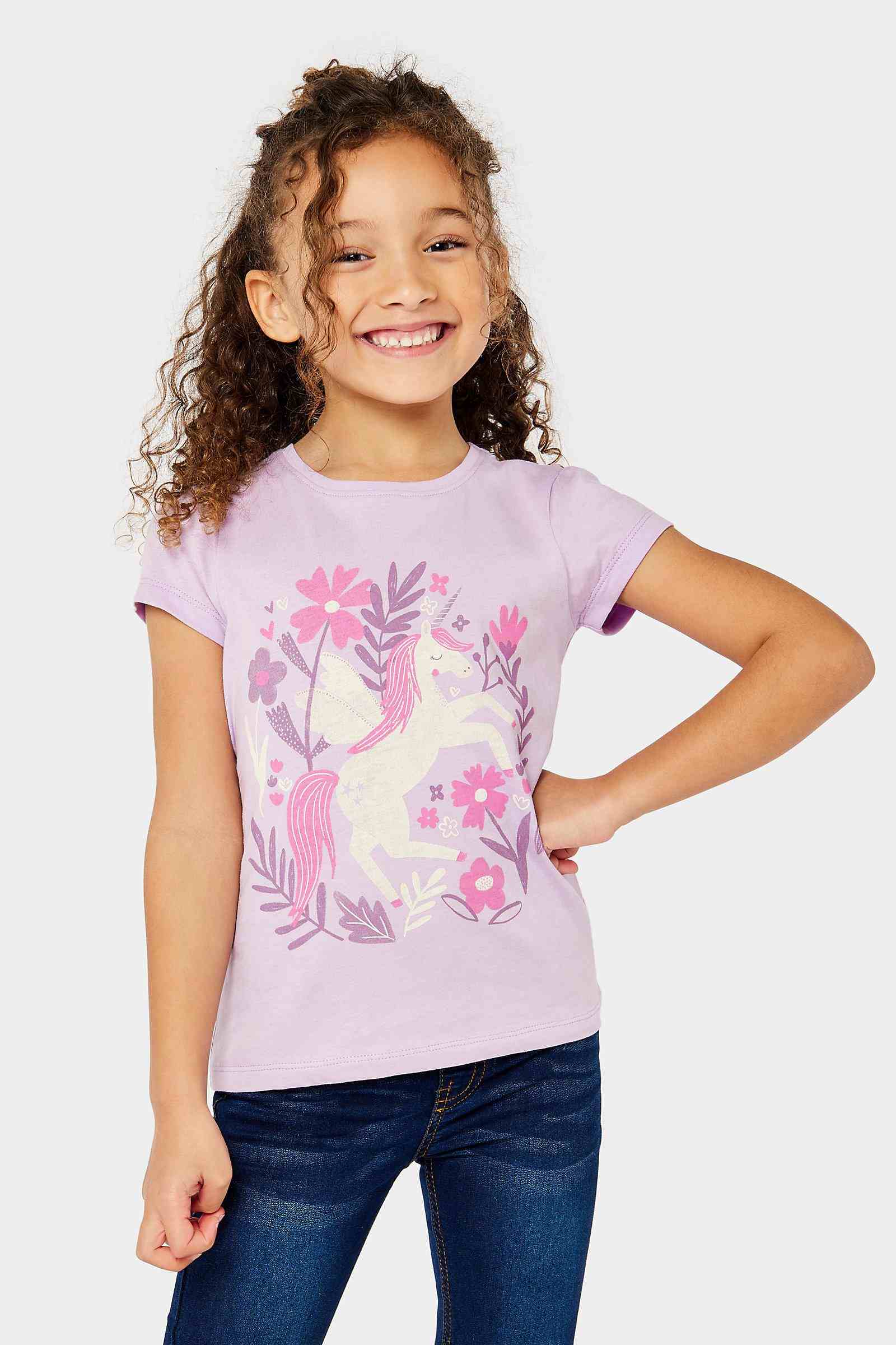 Mothercare Girls 100% Cotton Cotton Jersey with Softener Wash T-Shirt - Purple