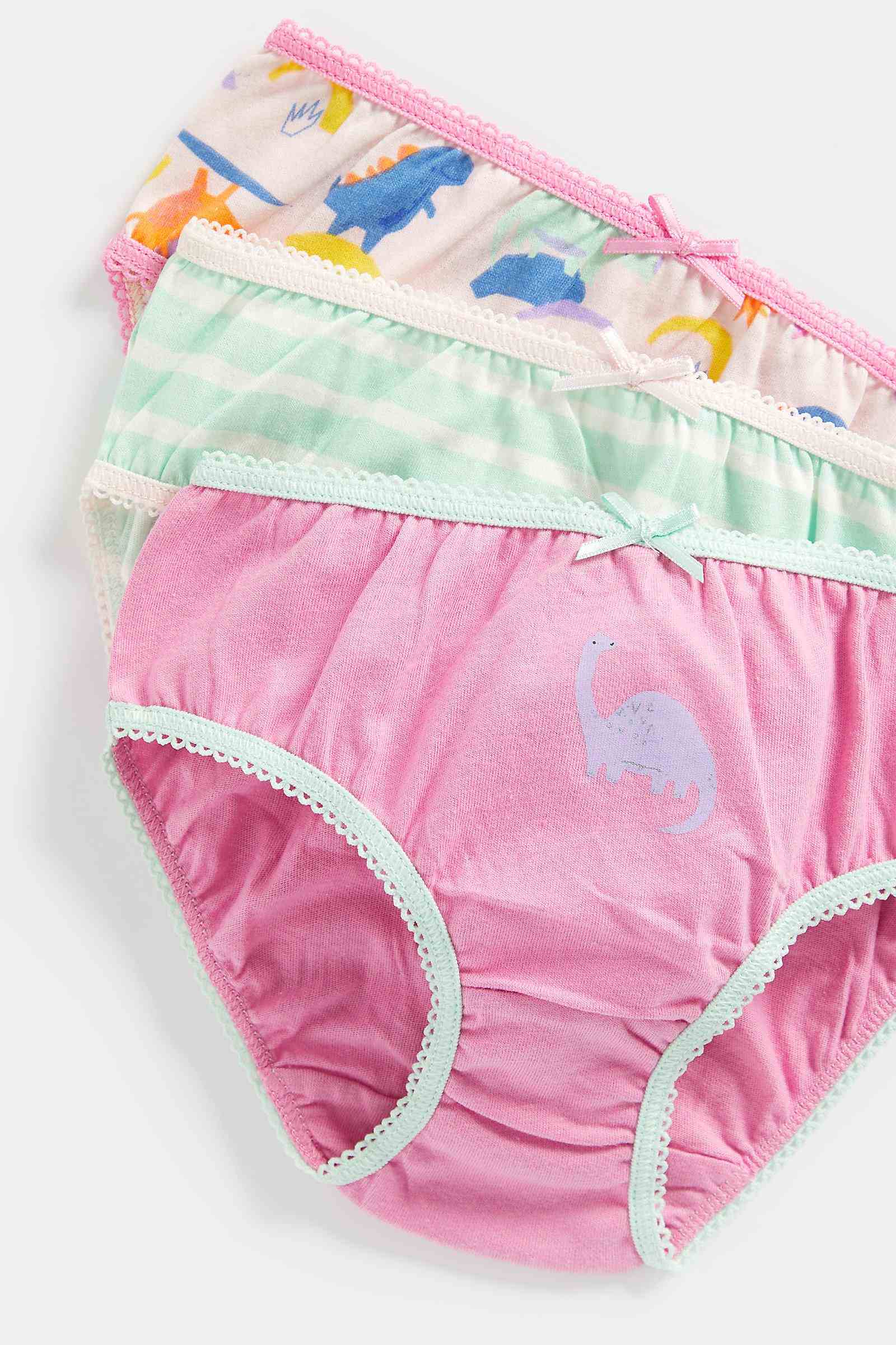 Mothercare Girls 100% Cotton Elasticated Waist and Legs with Picot Trim Briefs - Pack of 5 - Multi