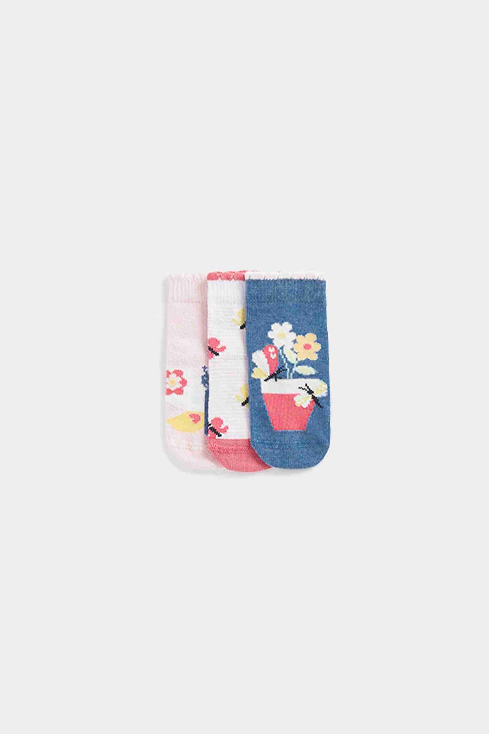 Mothercare Girls Ribbed Sock Tops with Picot Edge Socks - Multi
