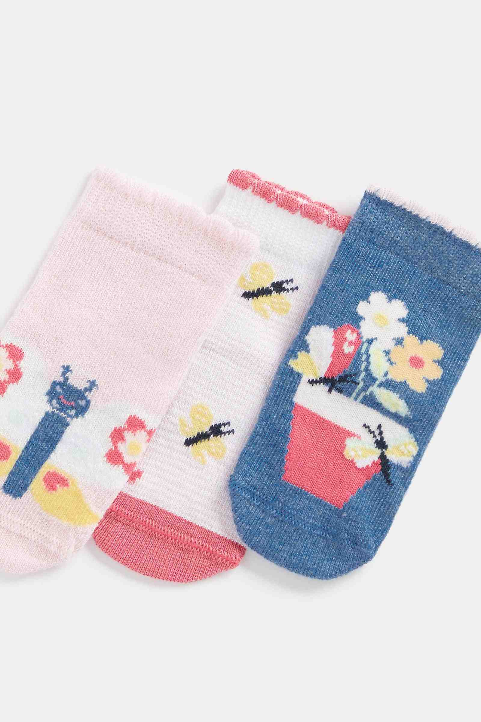 Mothercare Girls Ribbed Sock Tops with Picot Edge Socks - Multi