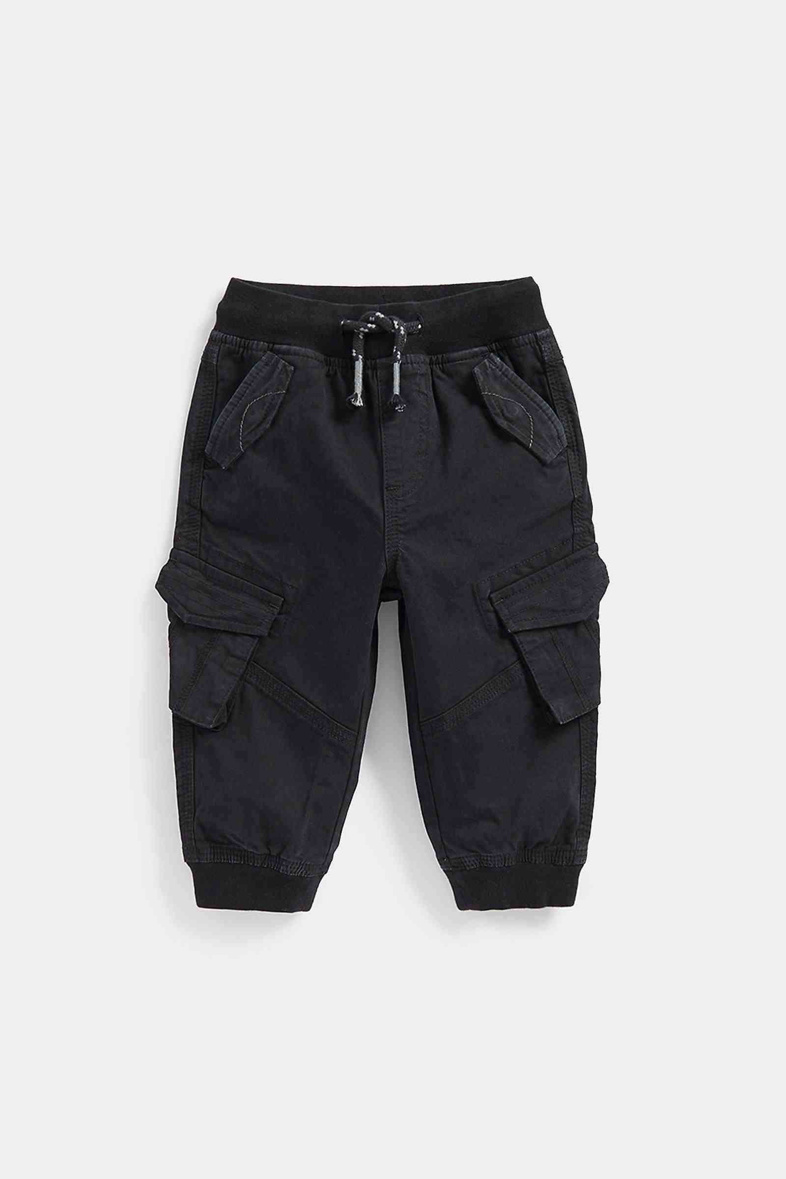 Mothercare Boys Elasticated, Ribbed Waistband Joggers - Black