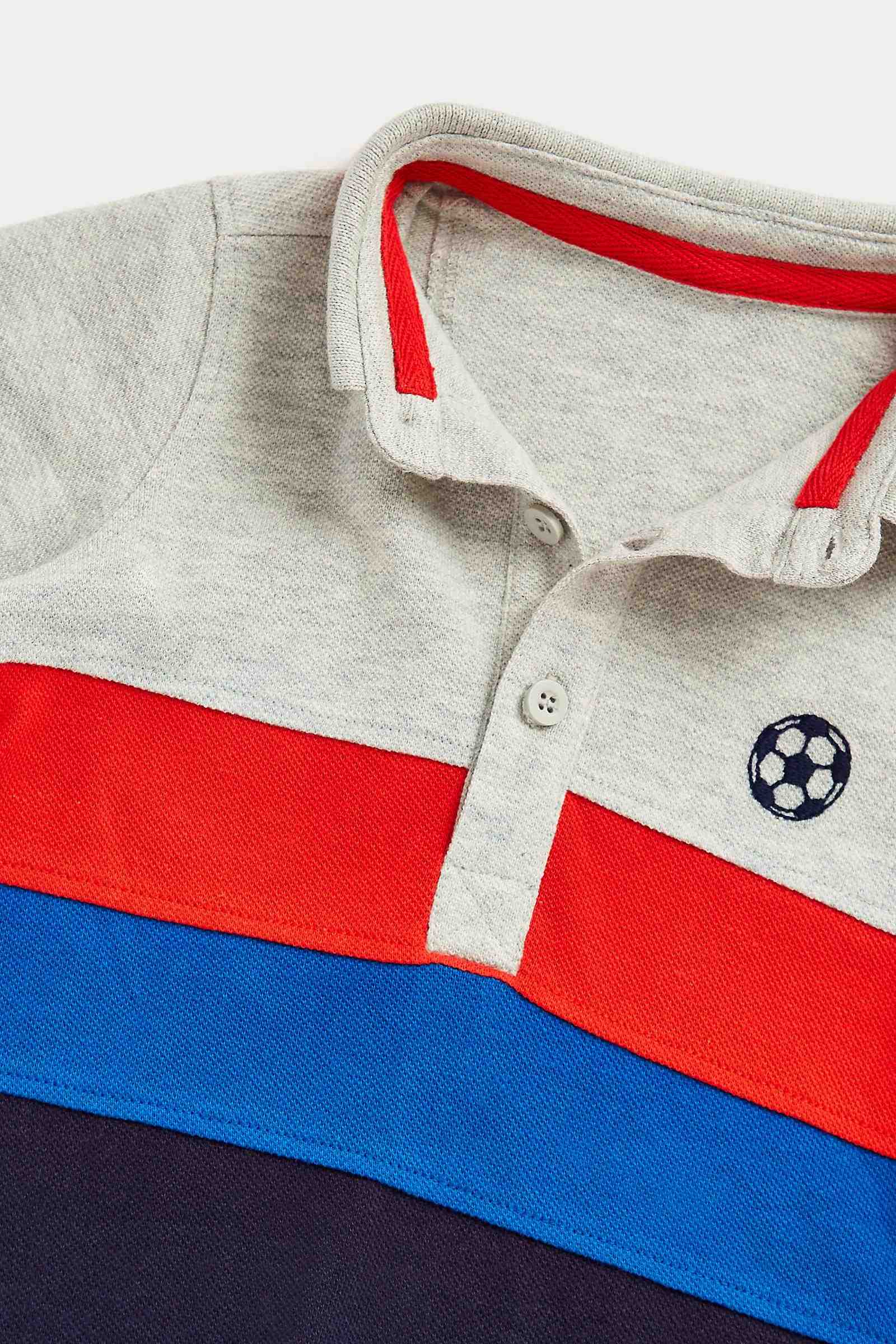Mothercare Boys 100% Cotton Ribbed Collar and Cuffs with Tipping Stripes Polo T-Shirts - Multi