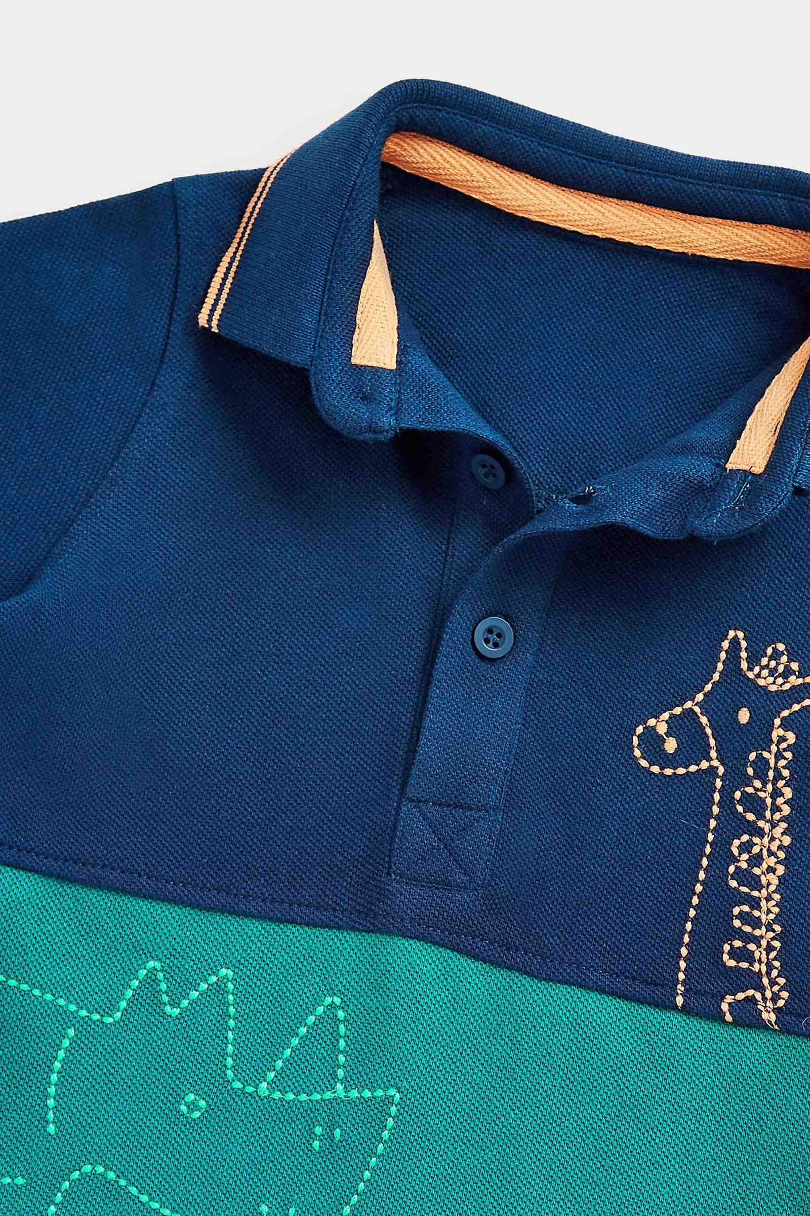 Mothercare Boys 100% Cotton Ribbed Collar and Cuffs with Tipping Stripes Polo T-Shirts - Multi