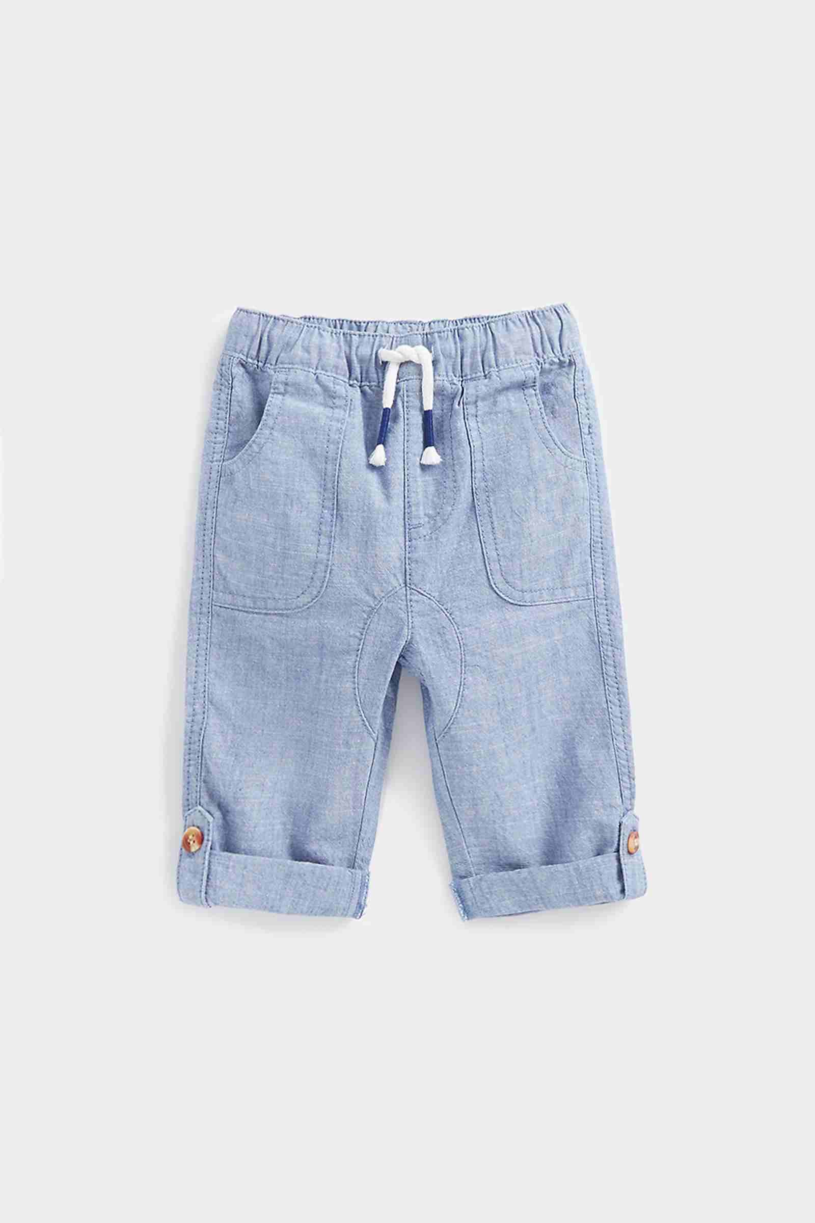 Mothercare Boys 100% Cotton Elasticated Waistband Joggers - Blue