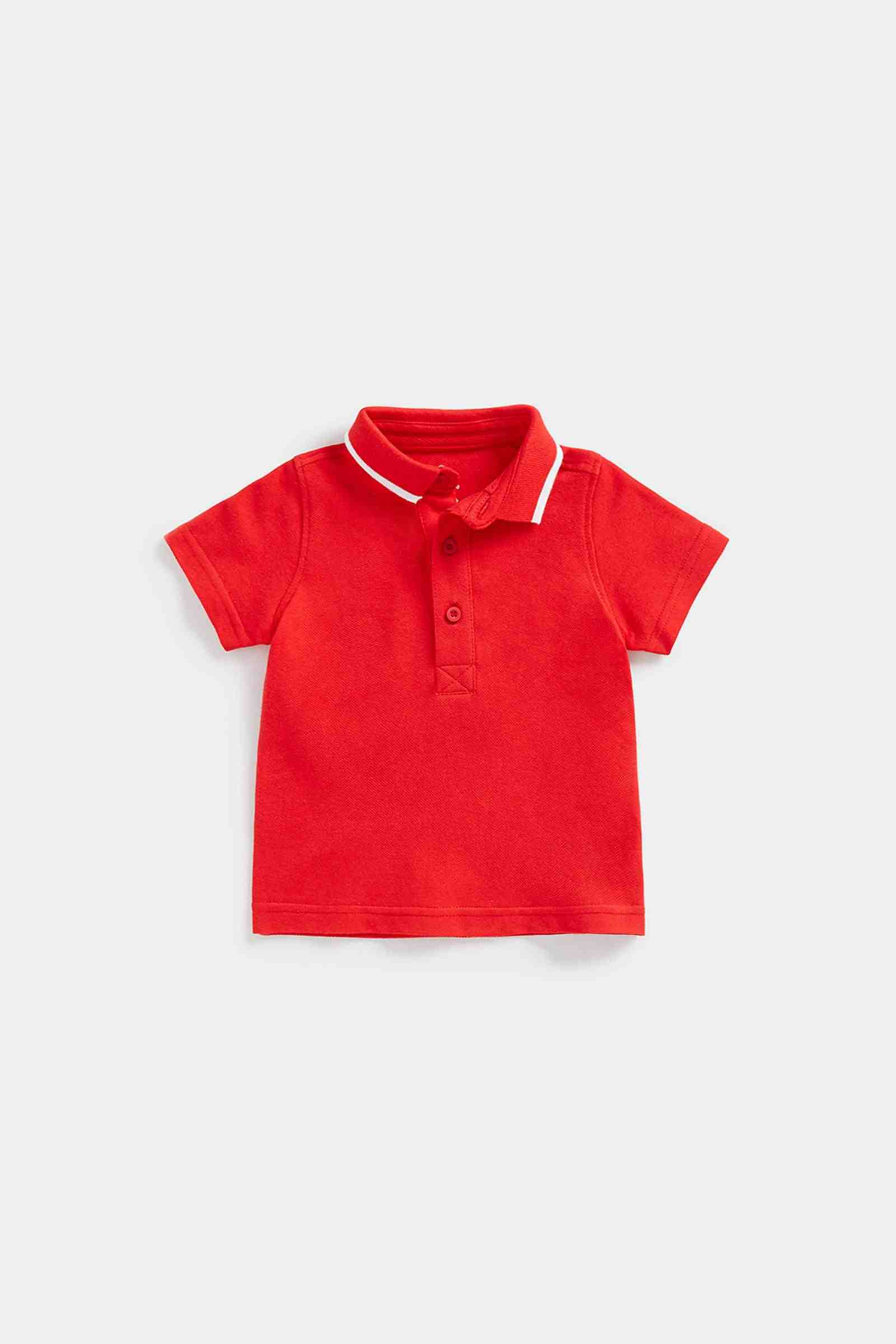 Mothercare Boys 100% Cotton Responsibly Sourced Cotton Polo T-Shirts - Red